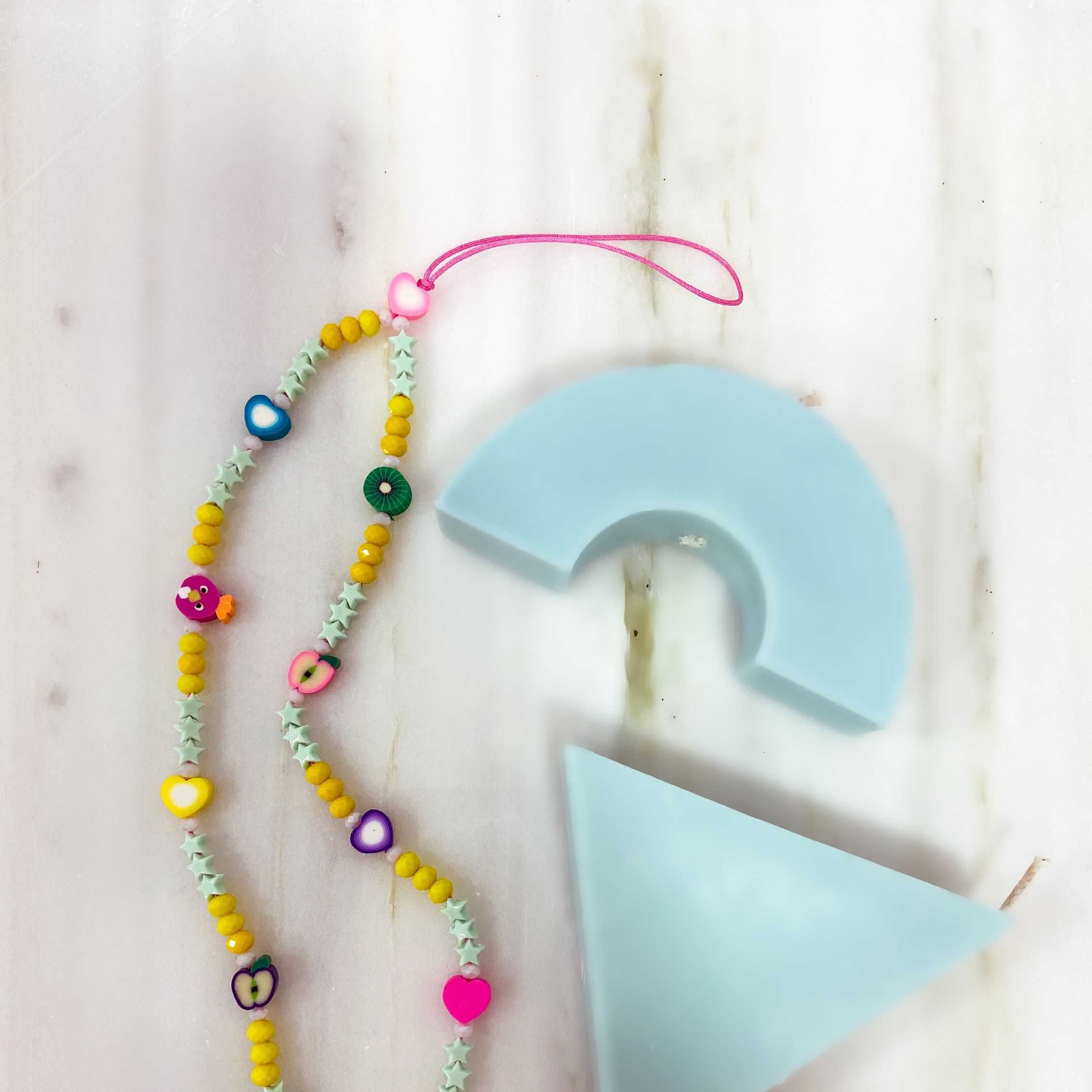 HOLIDAYS PHONE STRAP - TURQUOISE & YELLOW