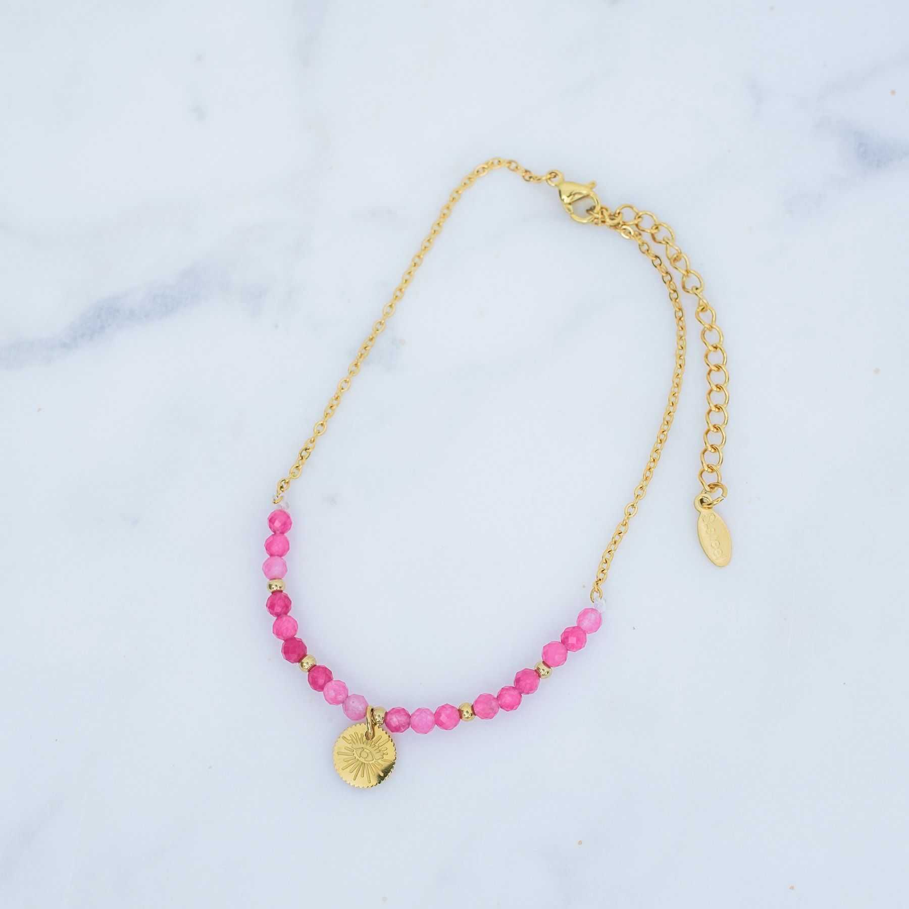 BALI ANKLET - GOLD & FUCHSIA