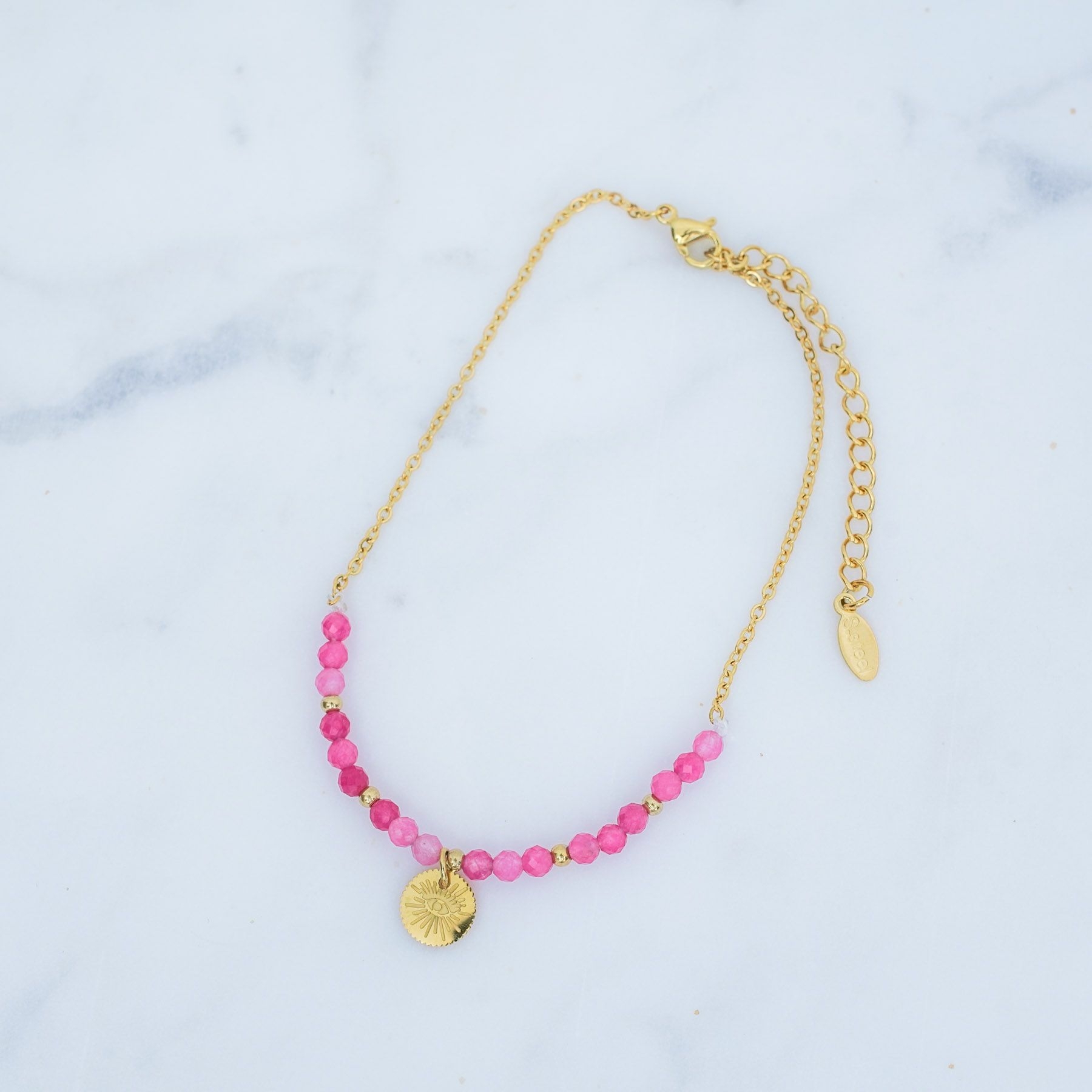 BALI ANKLET - GOLD & FUCHSIA ' - ' ΠΟΔΙΟΥ