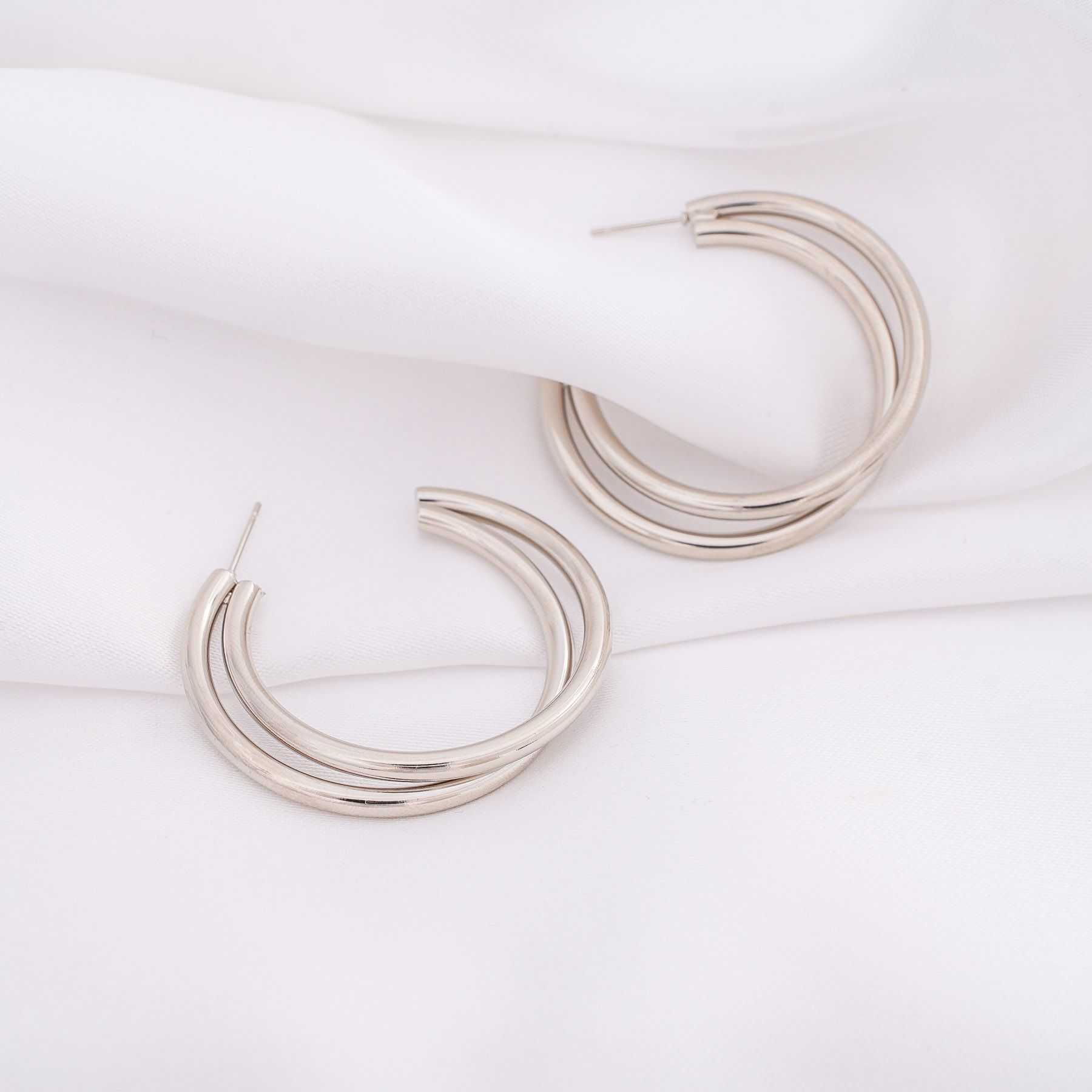 KIMOLOS DOUBLE HOOPS - SILVER