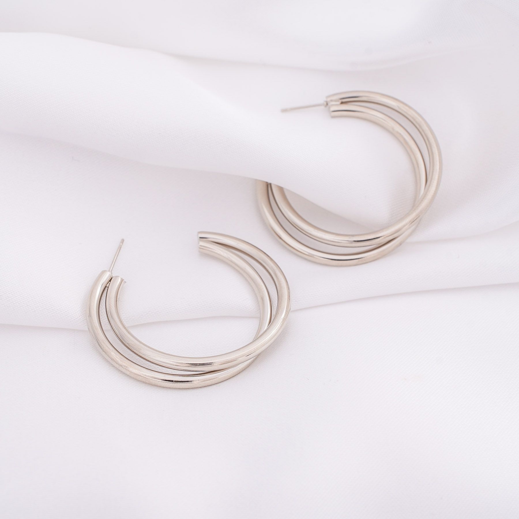 KIMOLOS DOUBLE HOOPS - SILVER ' - ' ΚΡΙΚΟΙ