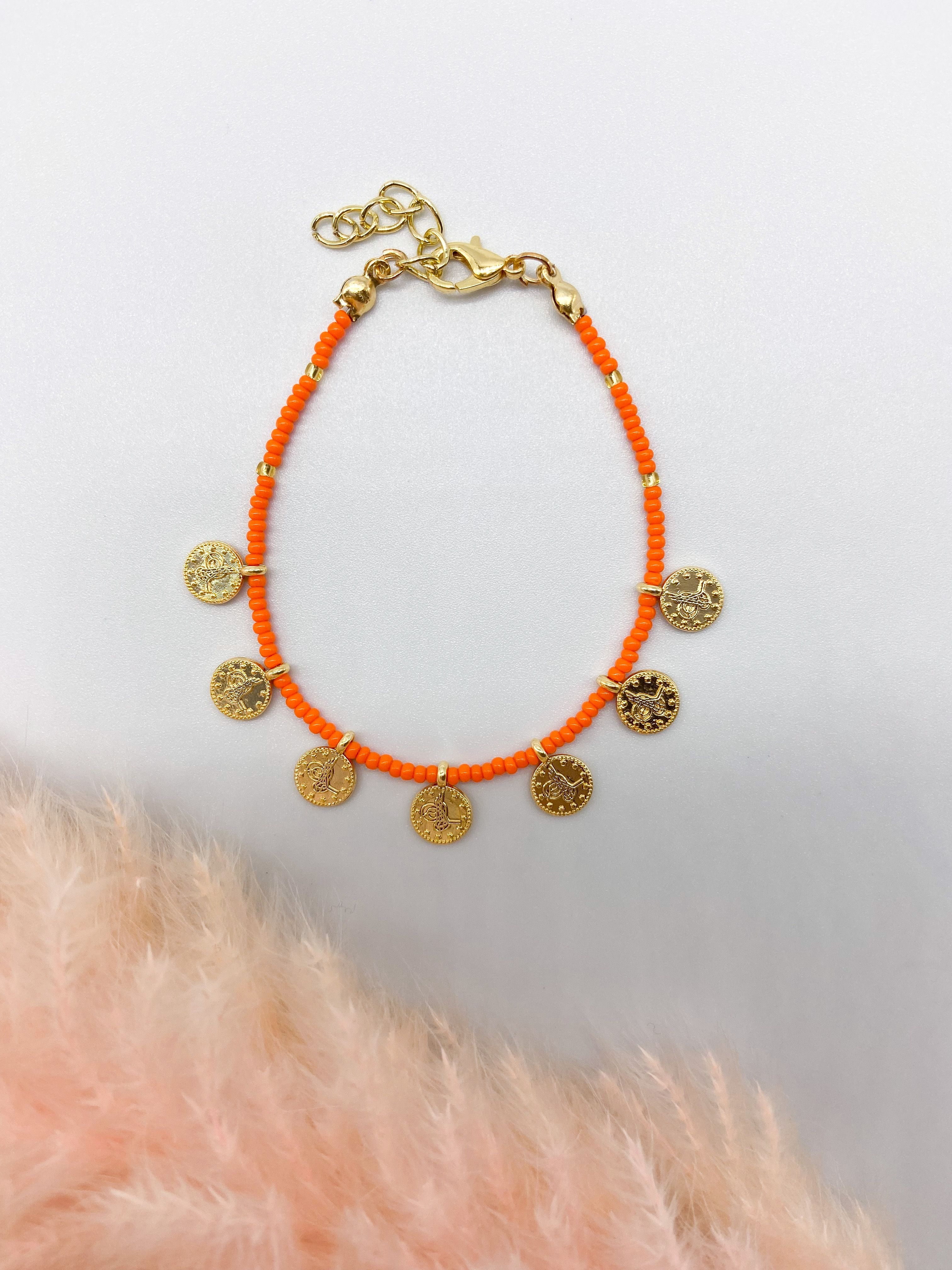 DELHI BRACELET - GOLD & ORANGE ' - ' ΧΕΡΙΟΥ