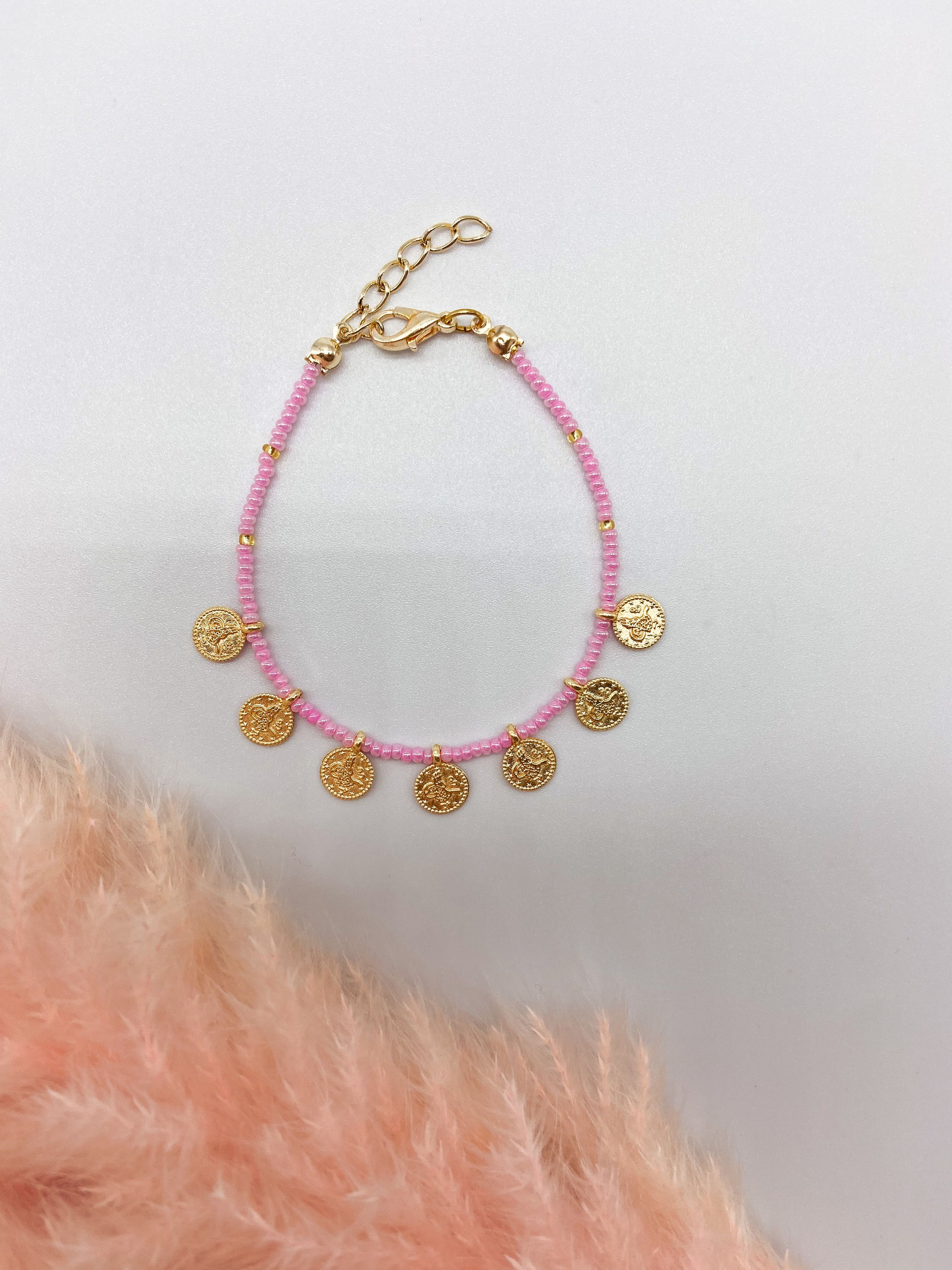 DELHI BRACELET - GOLD & PINK ' - ' ΧΕΡΙΟΥ