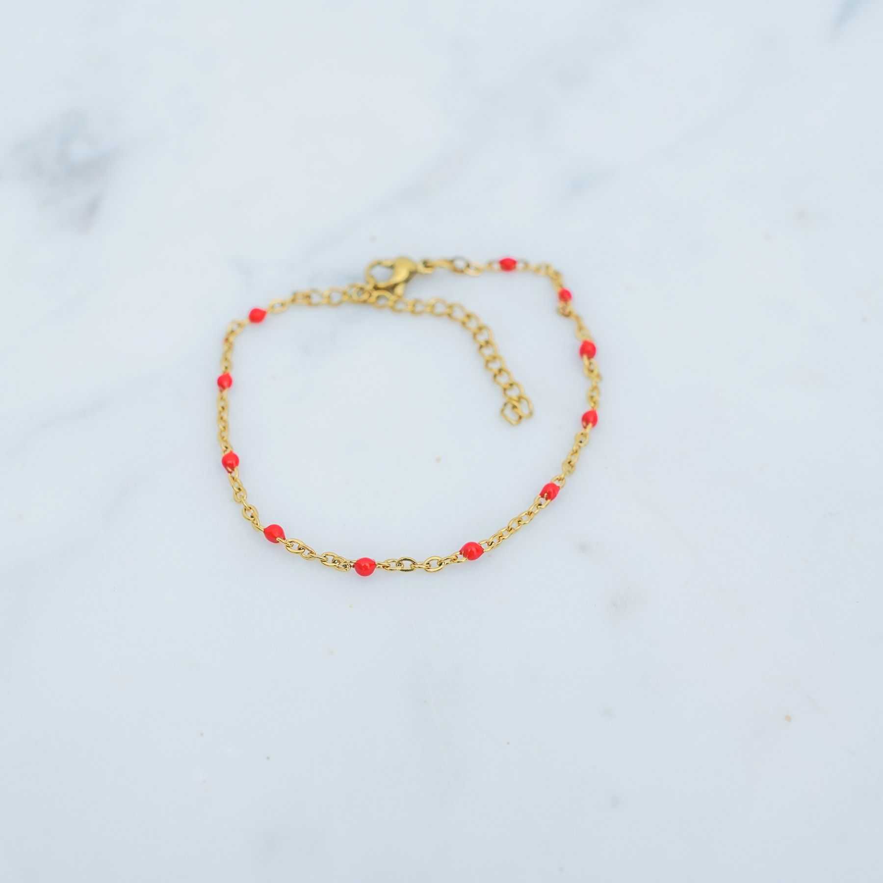 ROSE ANKLET - GOLD & RED