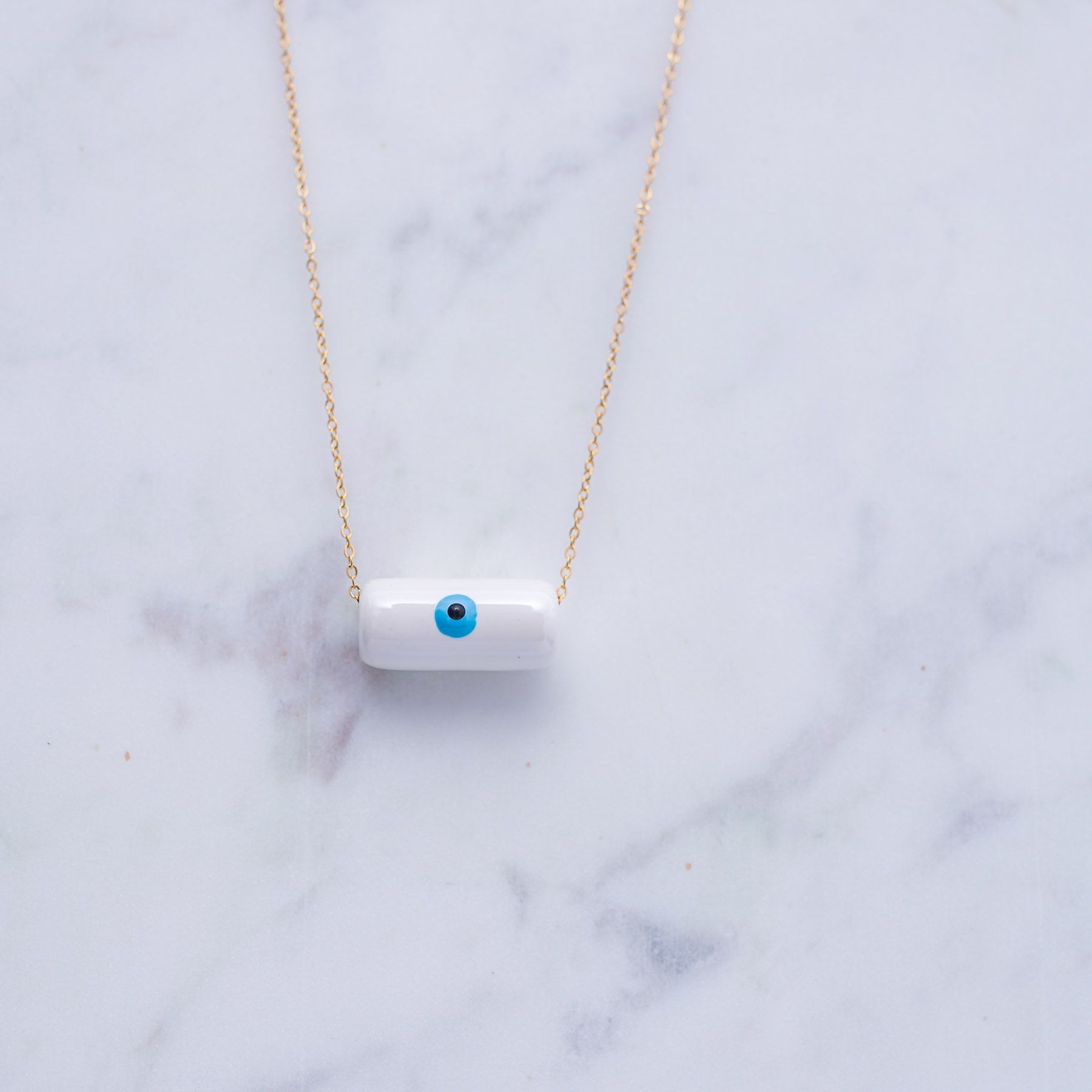 KYLINDROS NECKLACE - GOLD & PEARL WHITE ' - ' ΚΥΒΟΙ