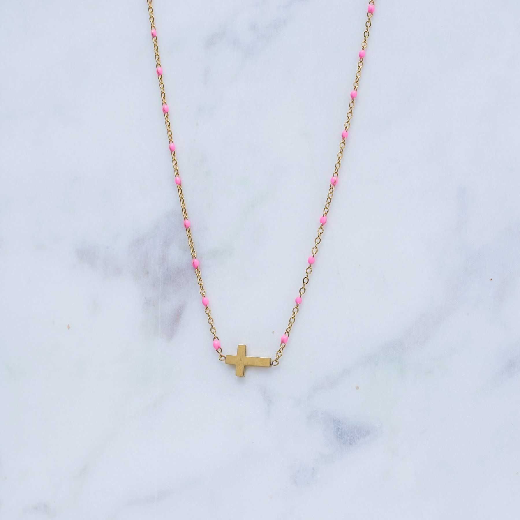 MELINA NECKLACE - GOLD  & PINK