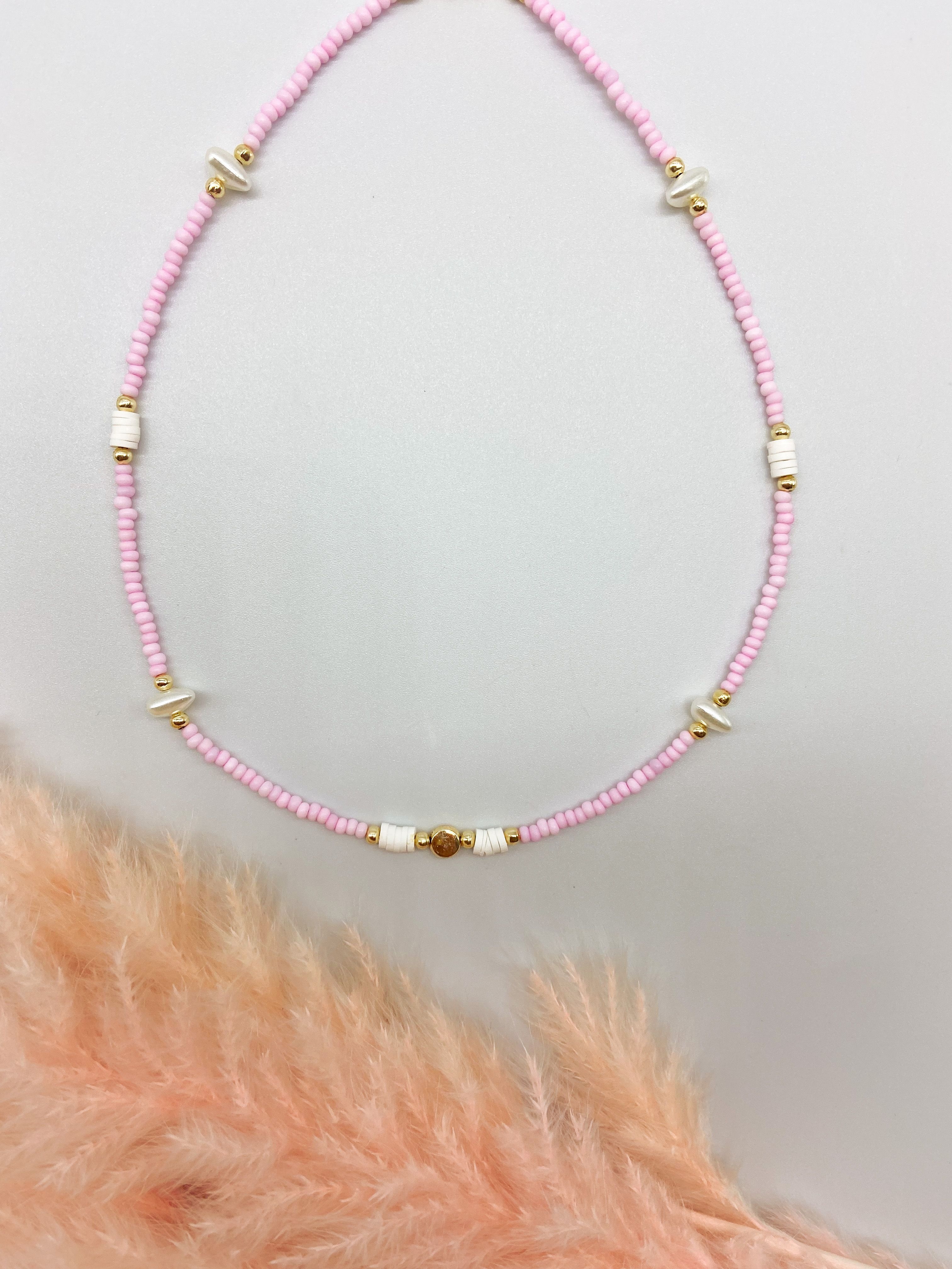 SUNSHINE NECKLACE - LIGHT PINK ' - ' ΜΕ ΧΑΝΤΡΕΣ