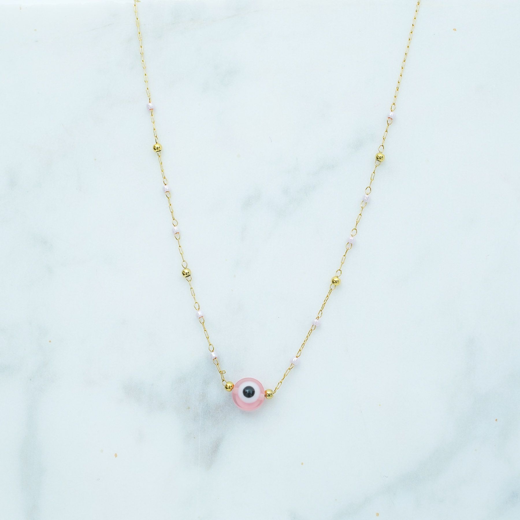 ELYSIAN NECKLACE - GOLD & PINK ' - ' ΜΕΝΤΑΓΙΟΝ
