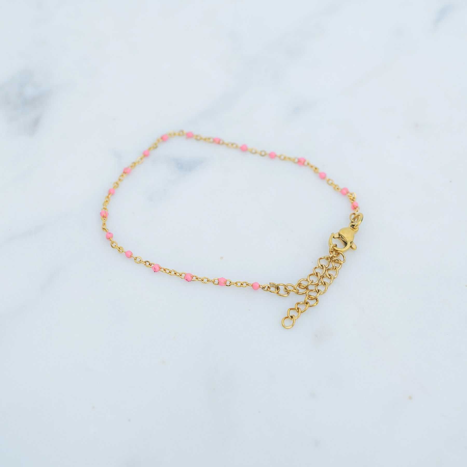 ROSE ANKLET -  GOLD &  PINK
