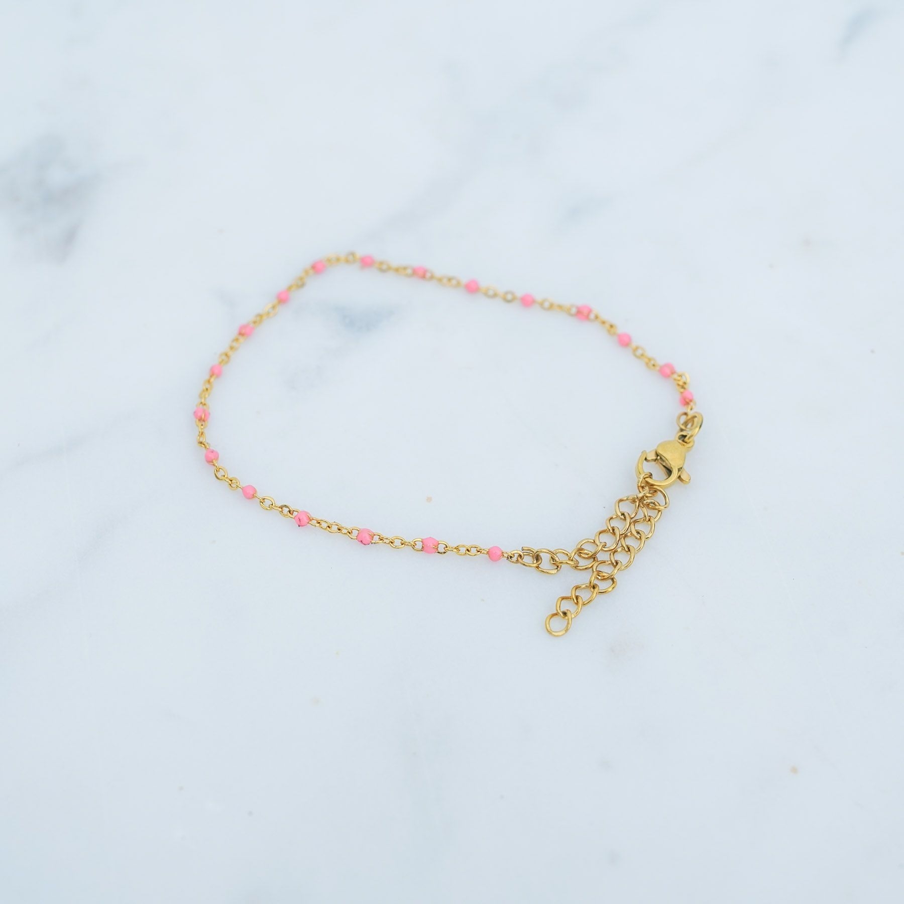 ROSE ANKLET - GOLD & PINK ' - ' ΠΟΔΙΟΥ
