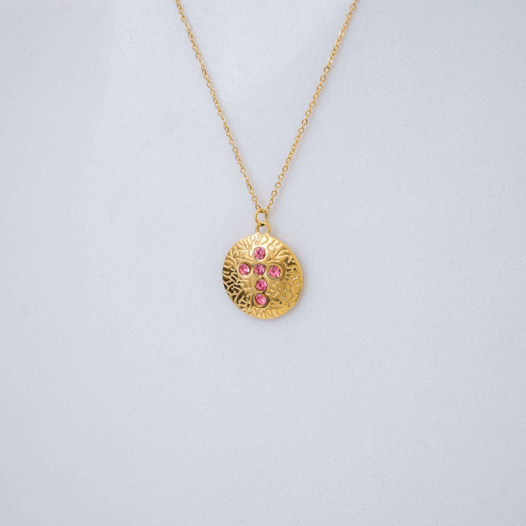 CROSS NECKLACE - GOLD & PINK ' - ' ΣΤΑΥΡΟΙ