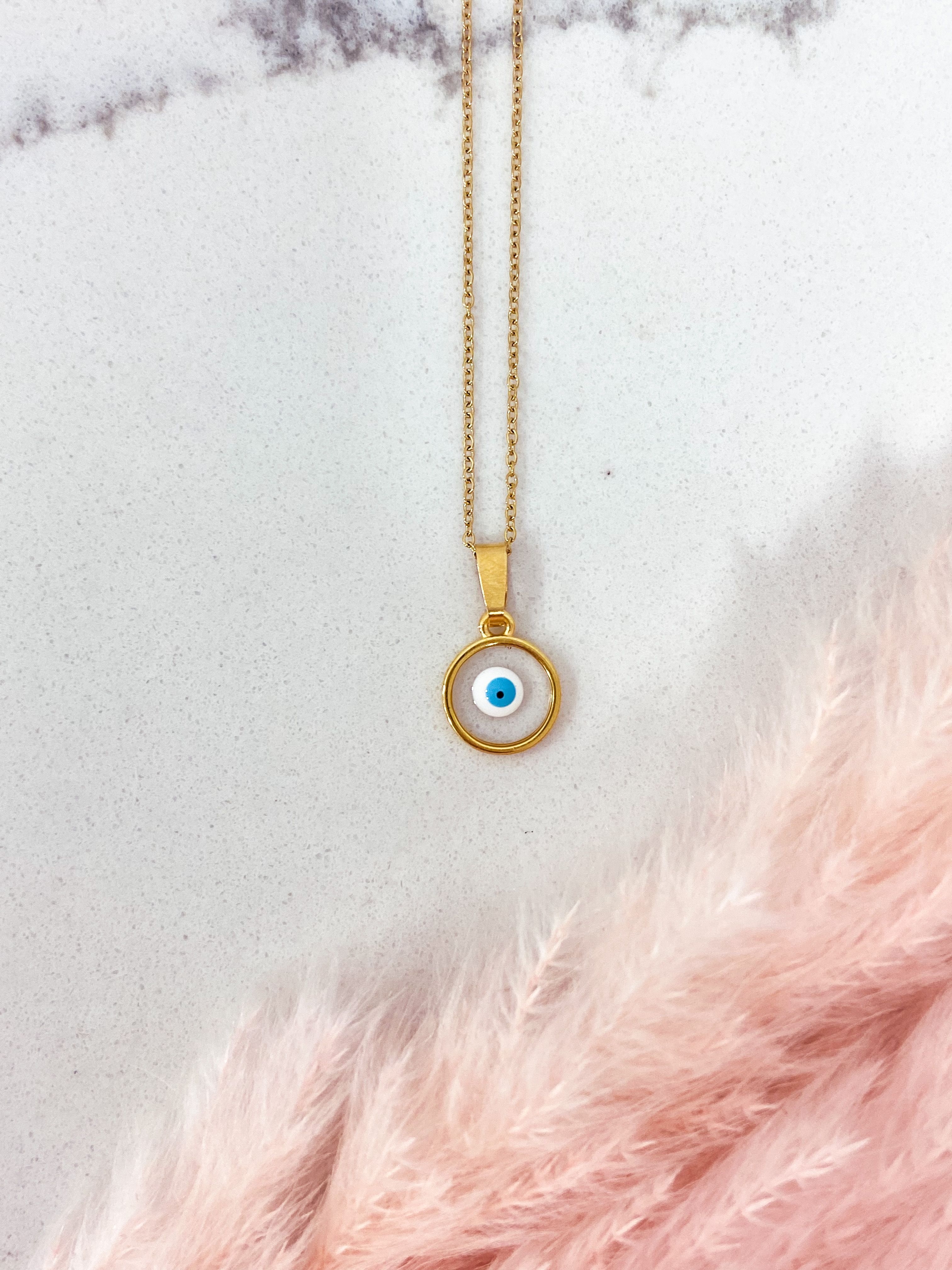 LUCKY CHARM NECKLACE - GOLD & WHITE  ' - ' ΜΕΝΤΑΓΙΟΝ