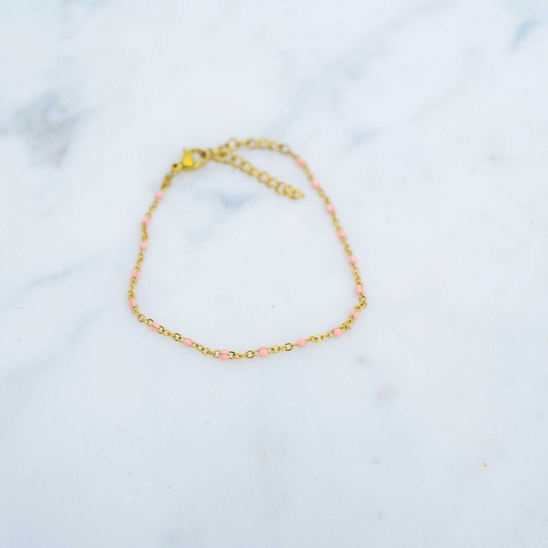 ROSE ANKLET -  GOLD & LIGHT PINK