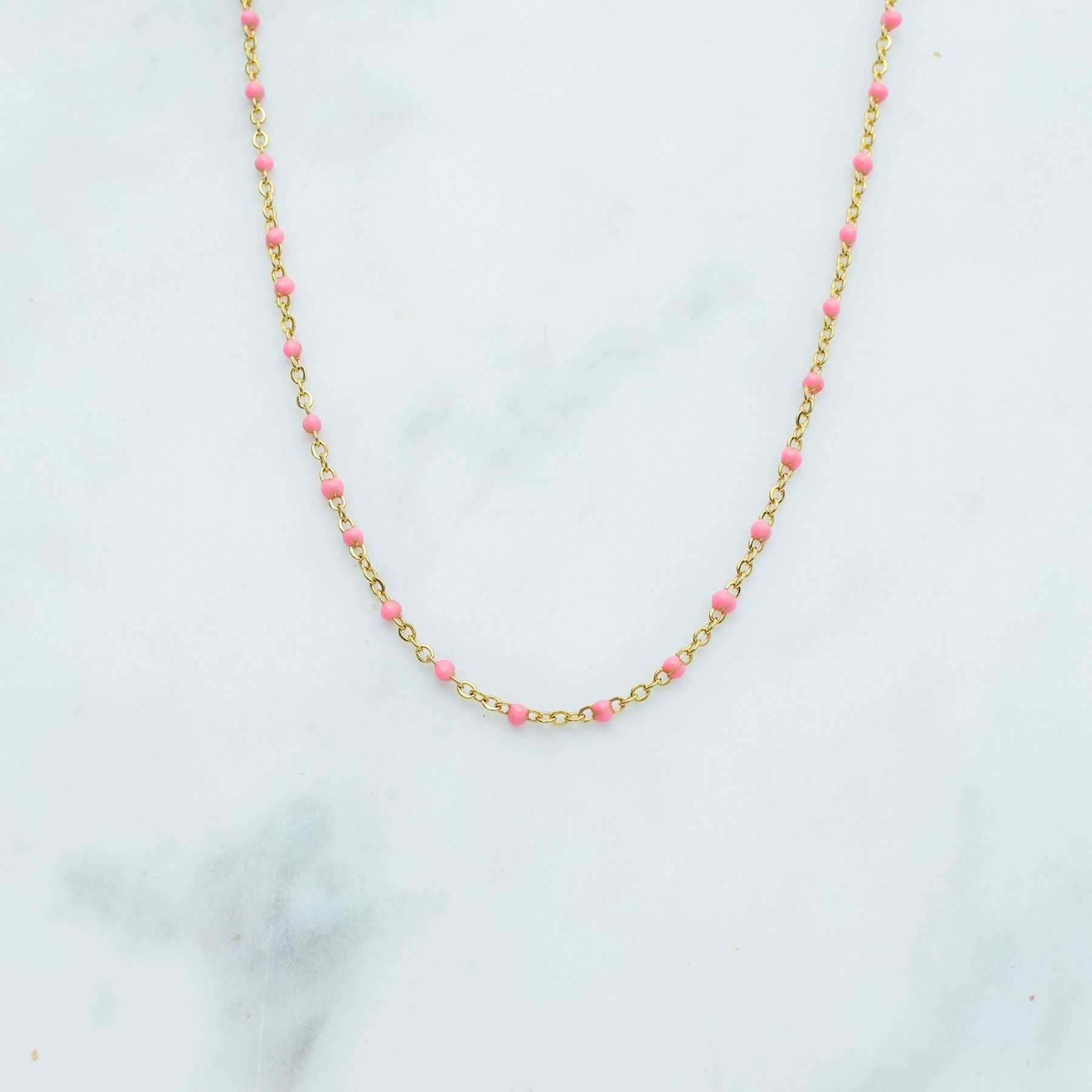 ROSE NECKLACE - GOLD &  PINK
