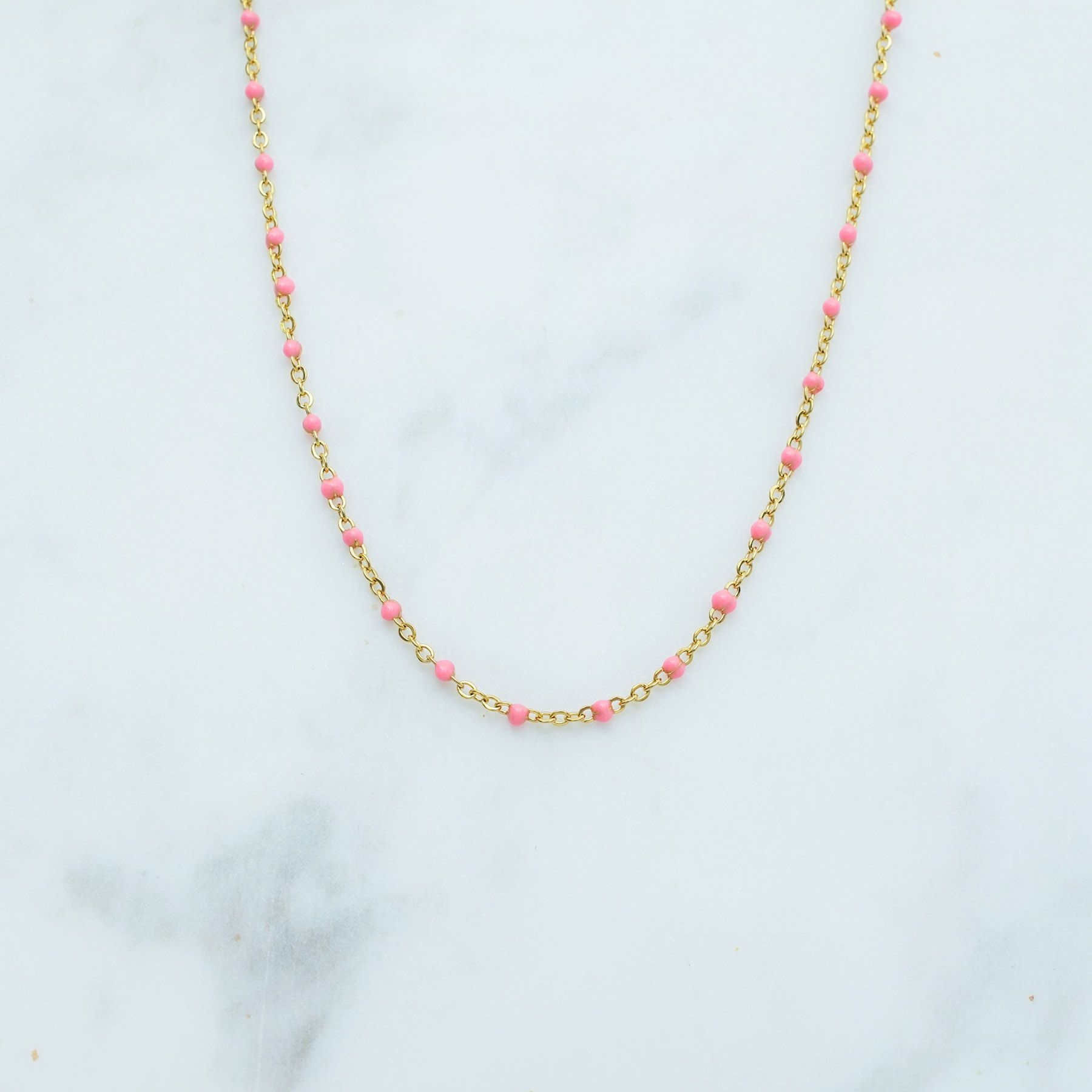 ROSE NECKLACE - GOLD & PINK ' - ' ΡΟΖΑΡΙΑ