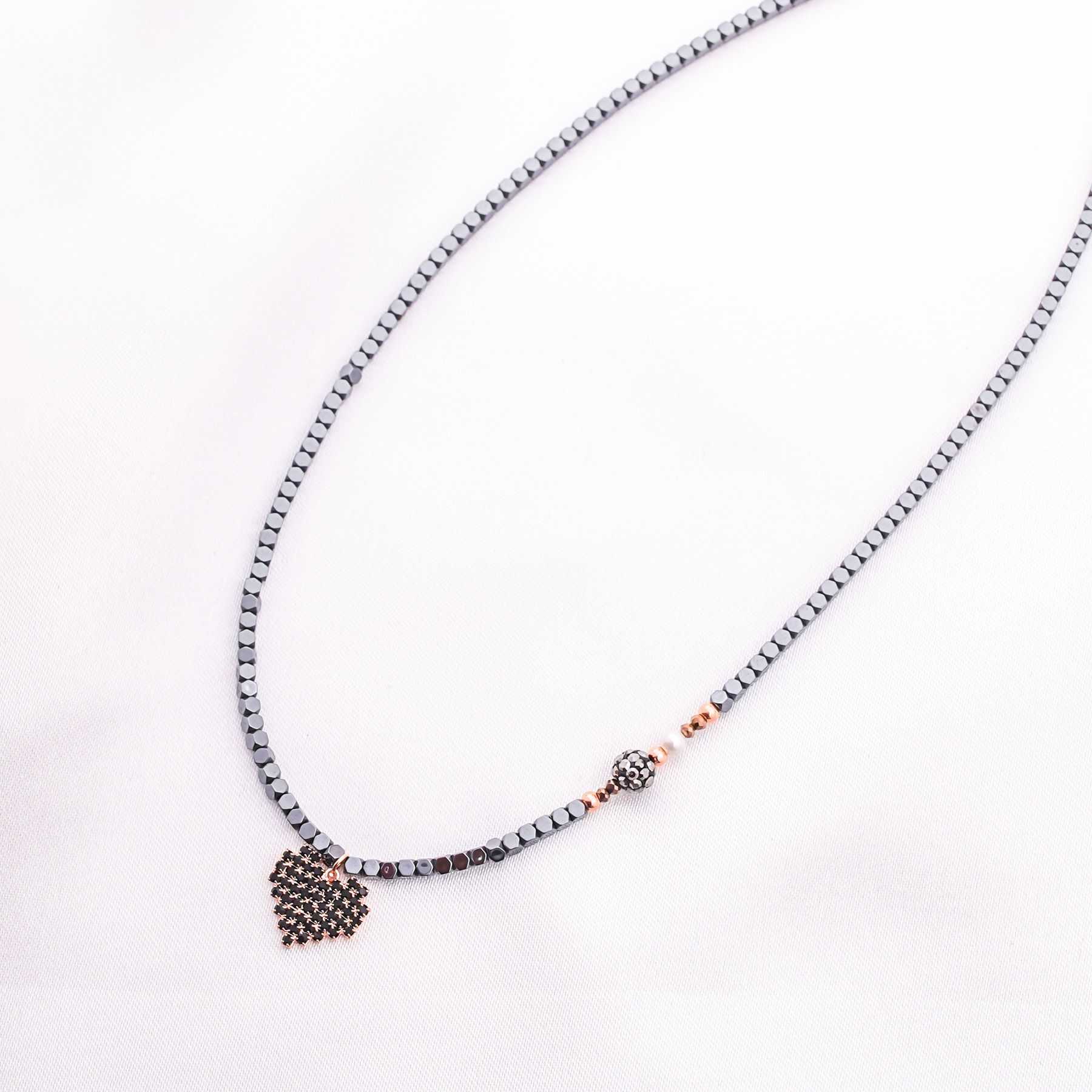 AMELIE NECKLACE - GREY & ROSE GOLD