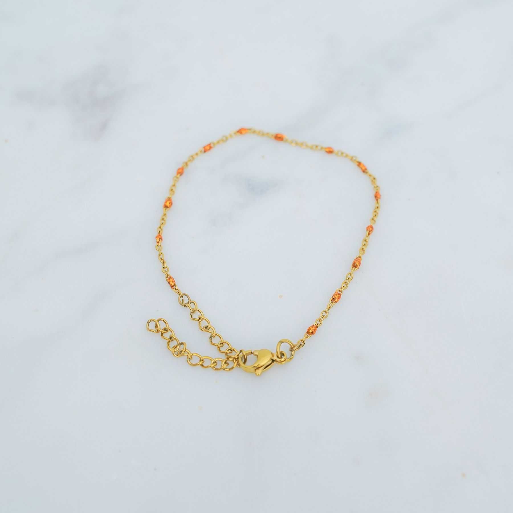 ROSE ANKLET - GOLD & GLITTER ORANGE