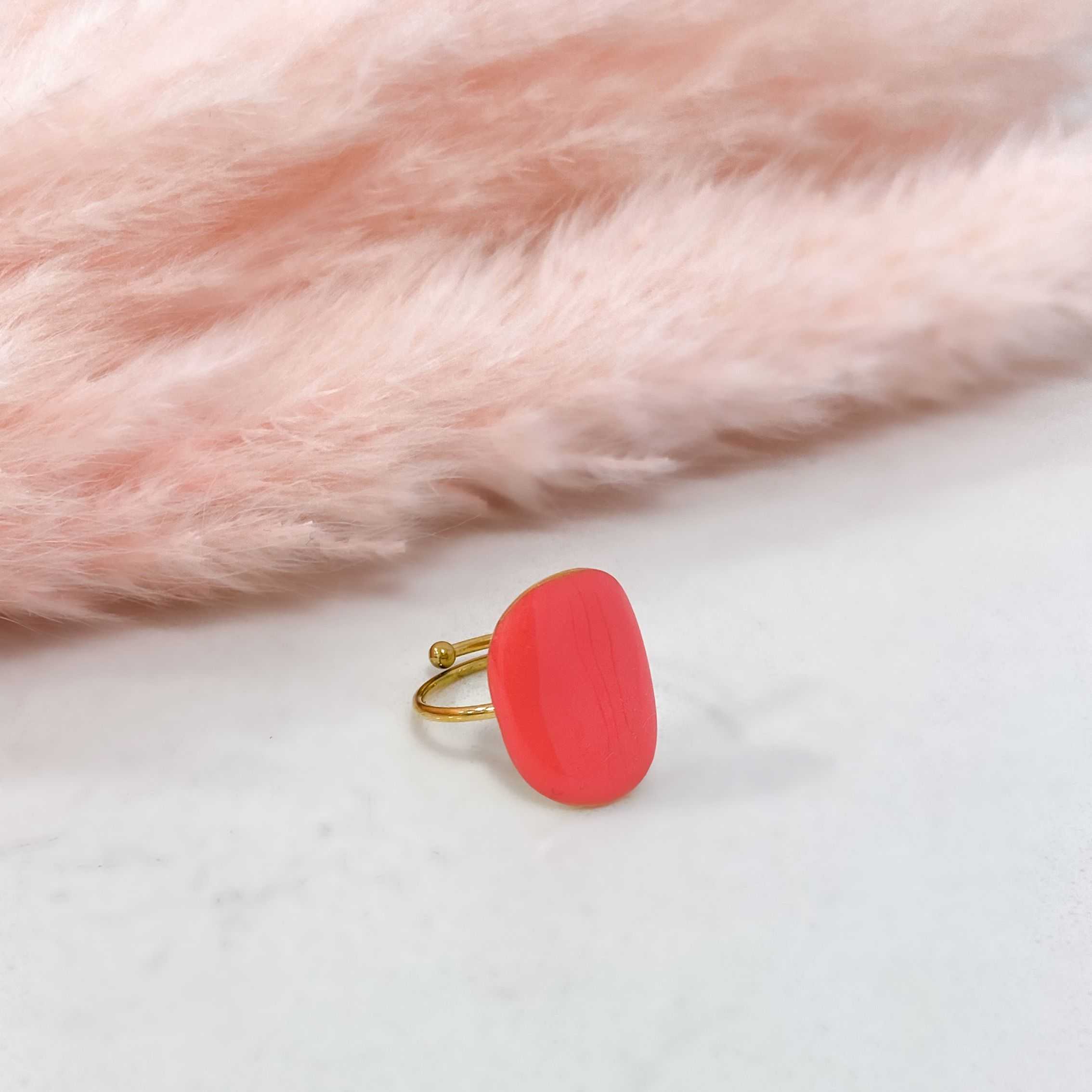 CARAMEL RING - GOLD & CORAL 