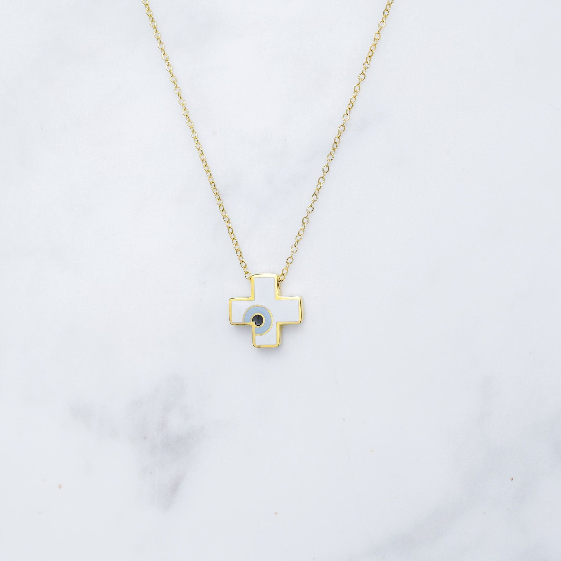 CROSS NECKLACE - GOLD & WHITE ' - ' ΣΤΑΥΡΟΙ