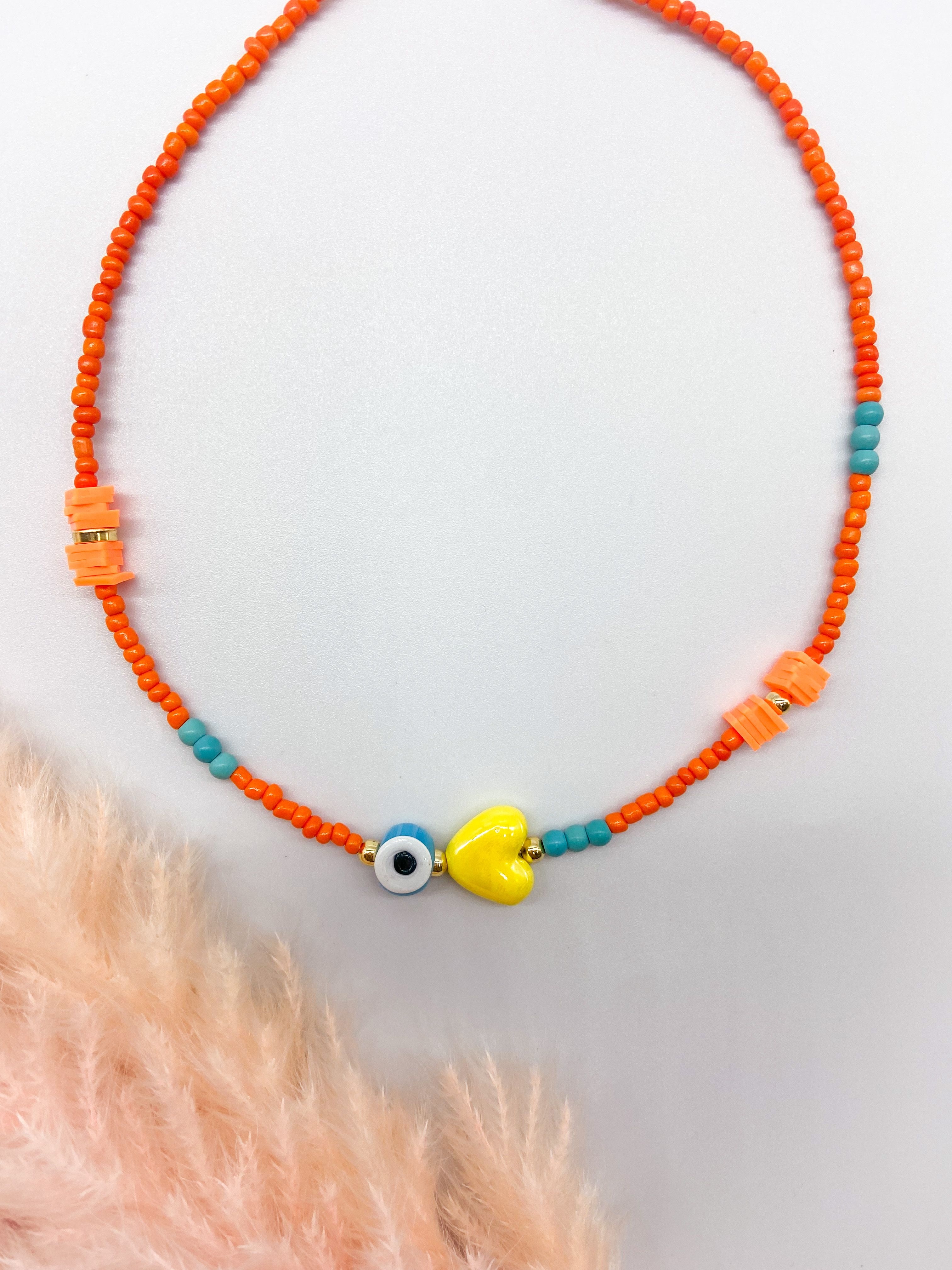 CUBA NECKLACE - ORANGE ' - ' ΜΕ ΧΑΝΤΡΕΣ
