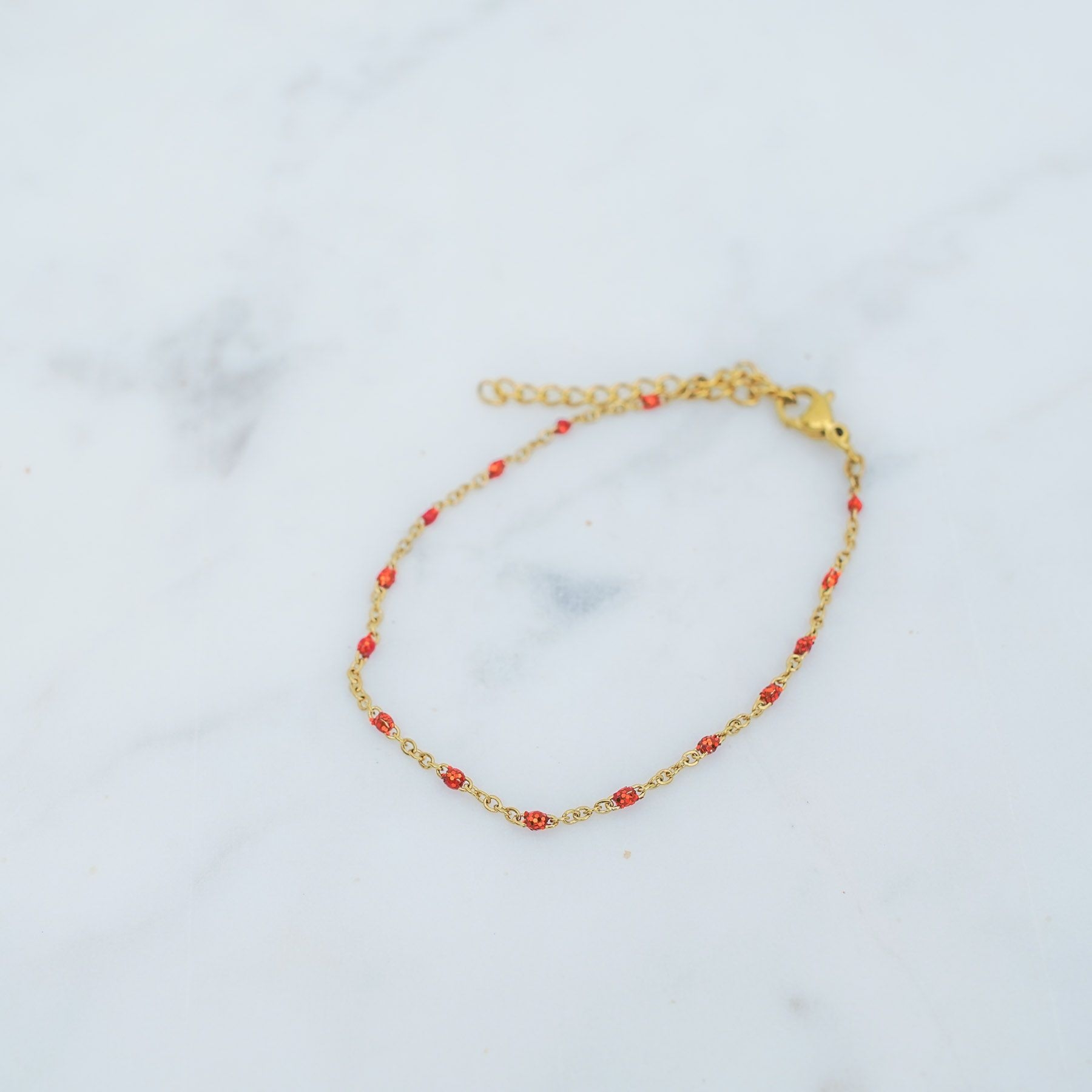 ROSE ANKLET - GOLD & GLITTER RED ' - ' ΠΟΔΙΟΥ