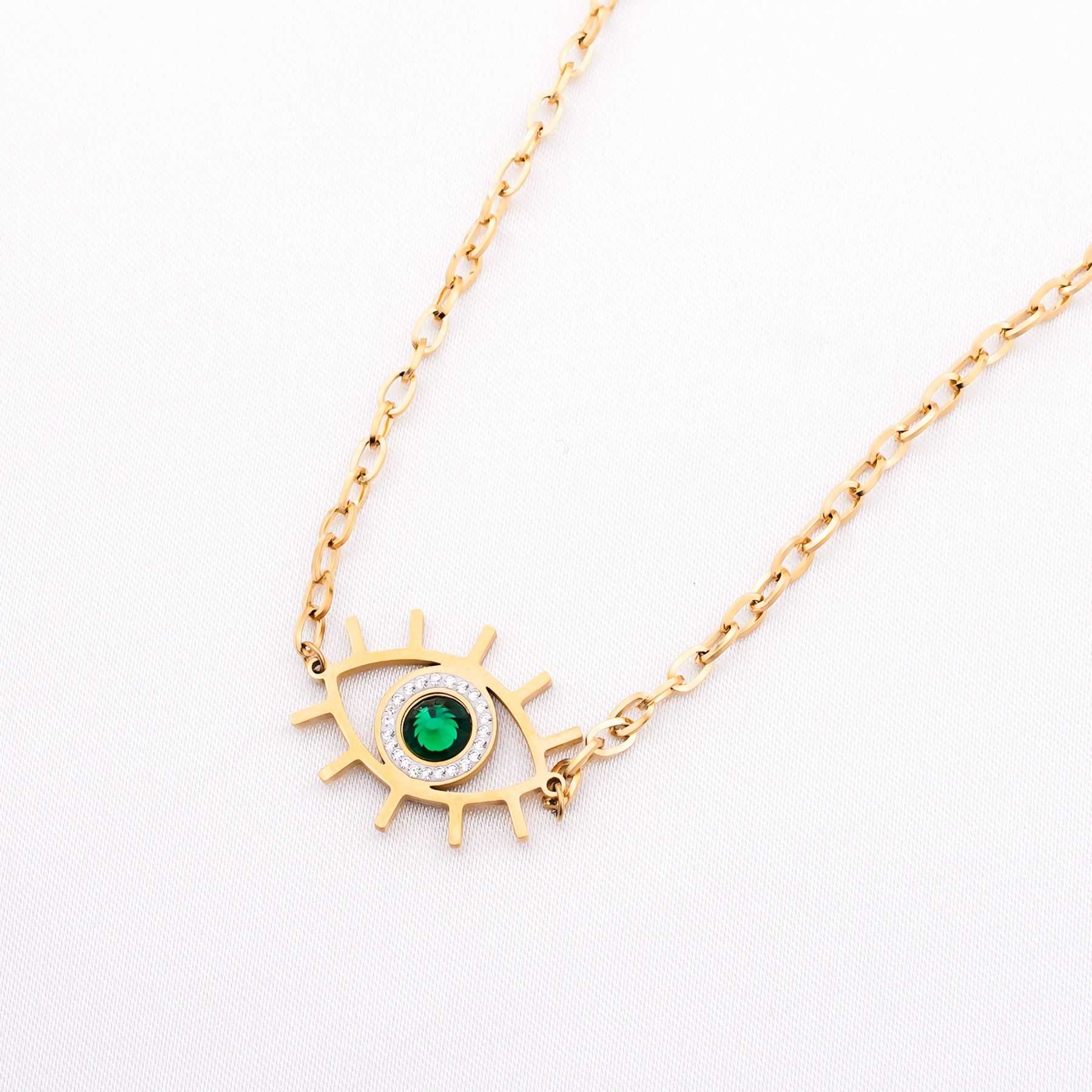 CYCLOPE NECKLACE - GOLD & GREEN 