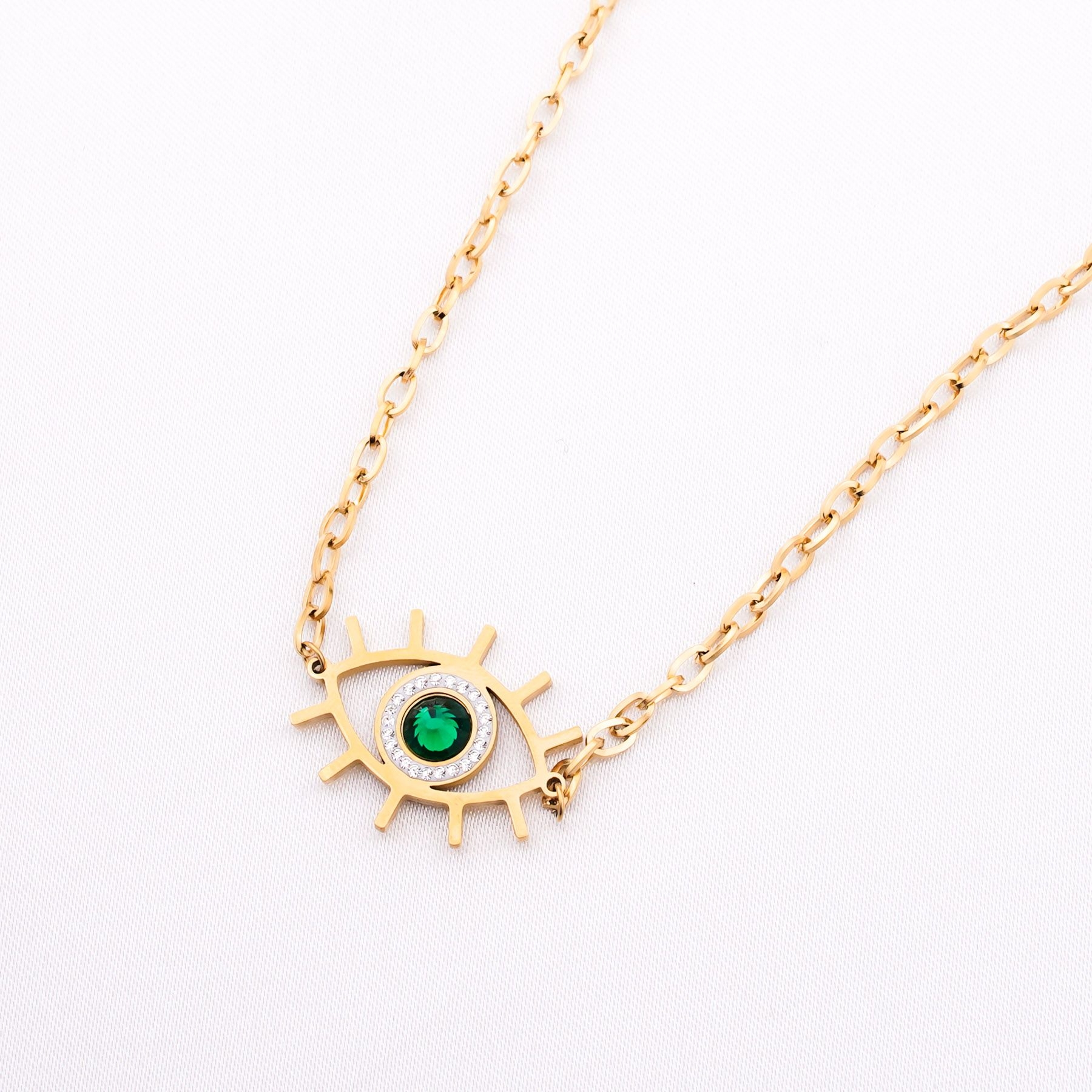 CYCLOPE NECKLACE - GOLD & GREEN ' - ' ΜΕΝΤΑΓΙΟΝ