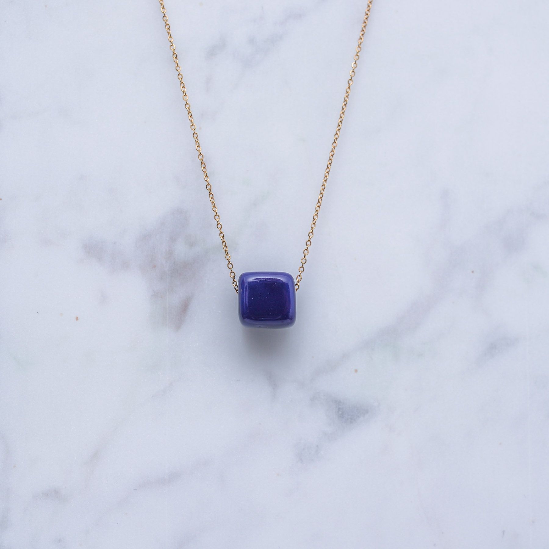 KIVOS NECKLACE - GOLD & DARK BLUE ' - ' ΚΥΒΟΙ