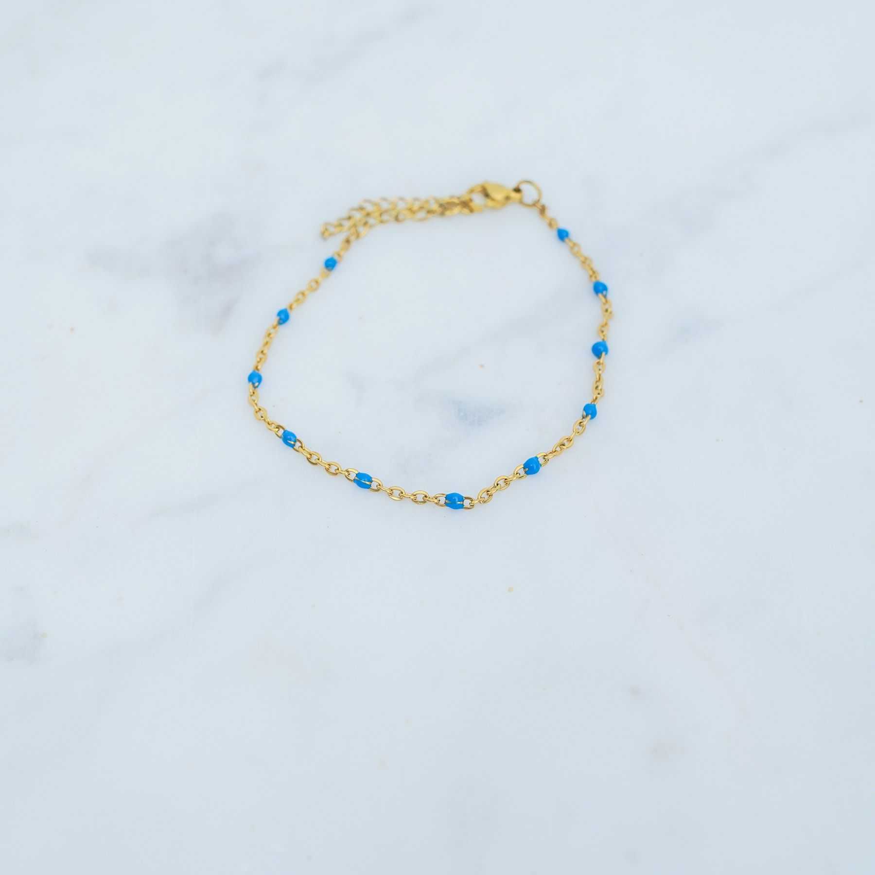 ROSE ANKLET - GOLD & LIGHT BLUE