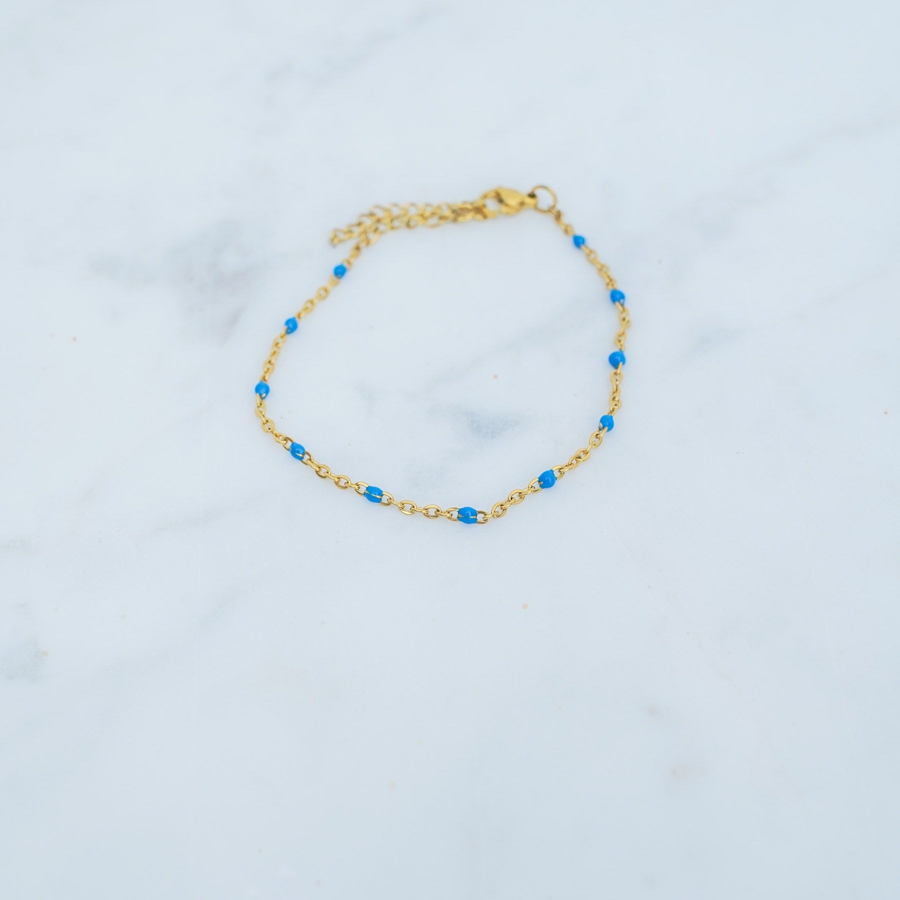 ROSE ANKLET - GOLD & LIGHT BLUE ' - ' ΠΟΔΙΟΥ