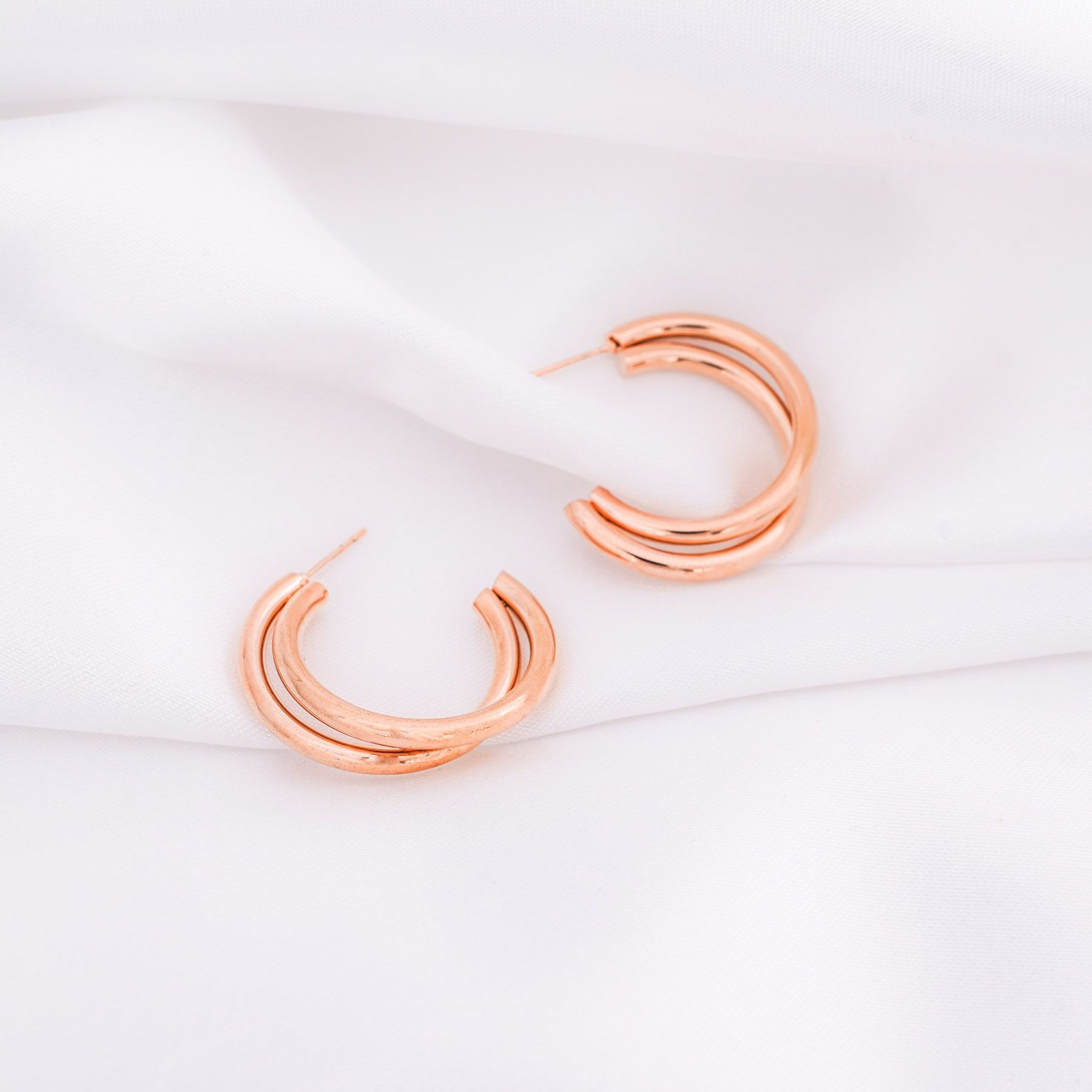 MILOS DOUBLE HOOPS - ROSE GOLD ' - ' ΚΡΙΚΟΙ