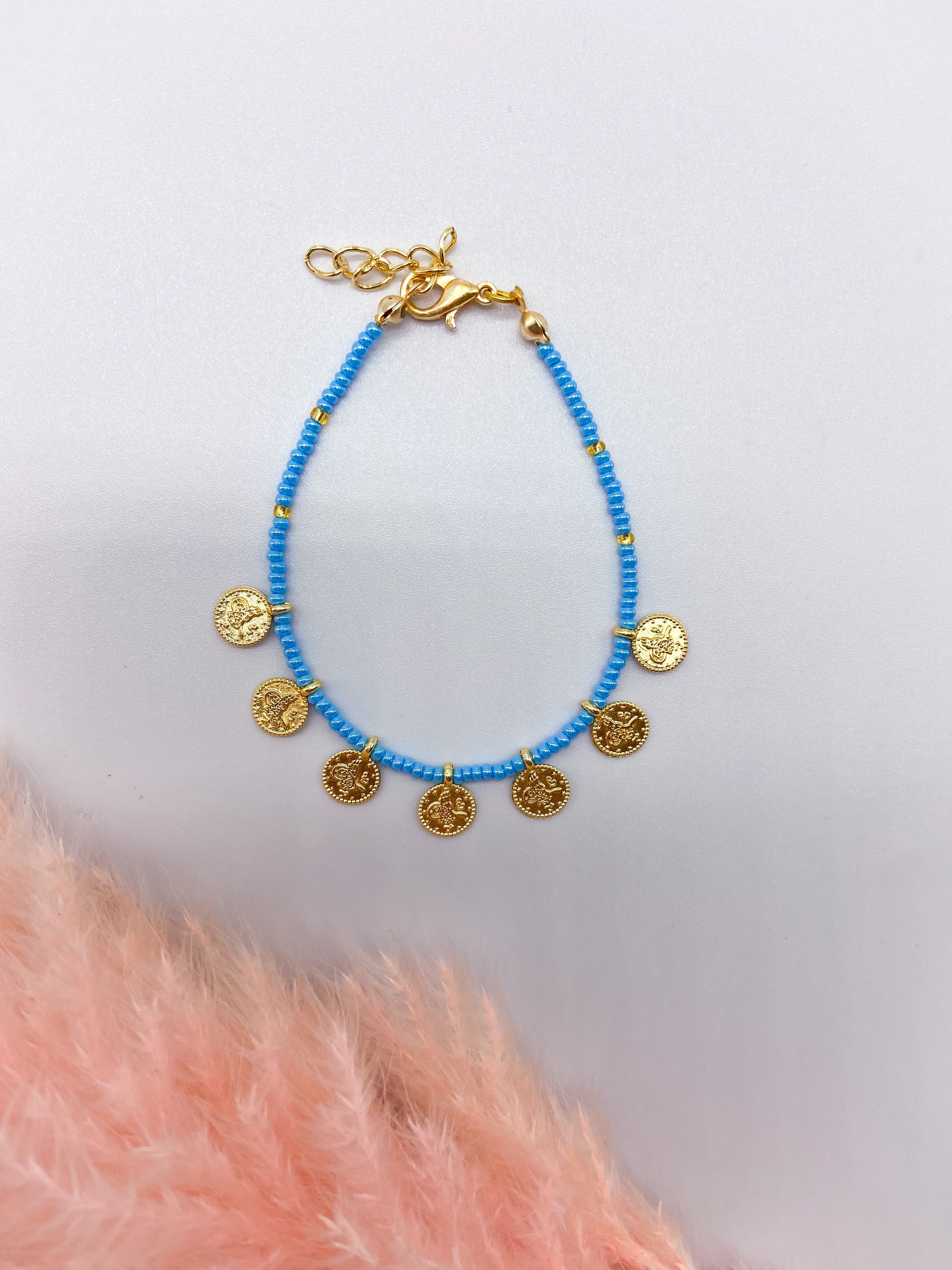 DELHI BRACELET - GOLD & BLUE ' - ' ΧΕΡΙΟΥ