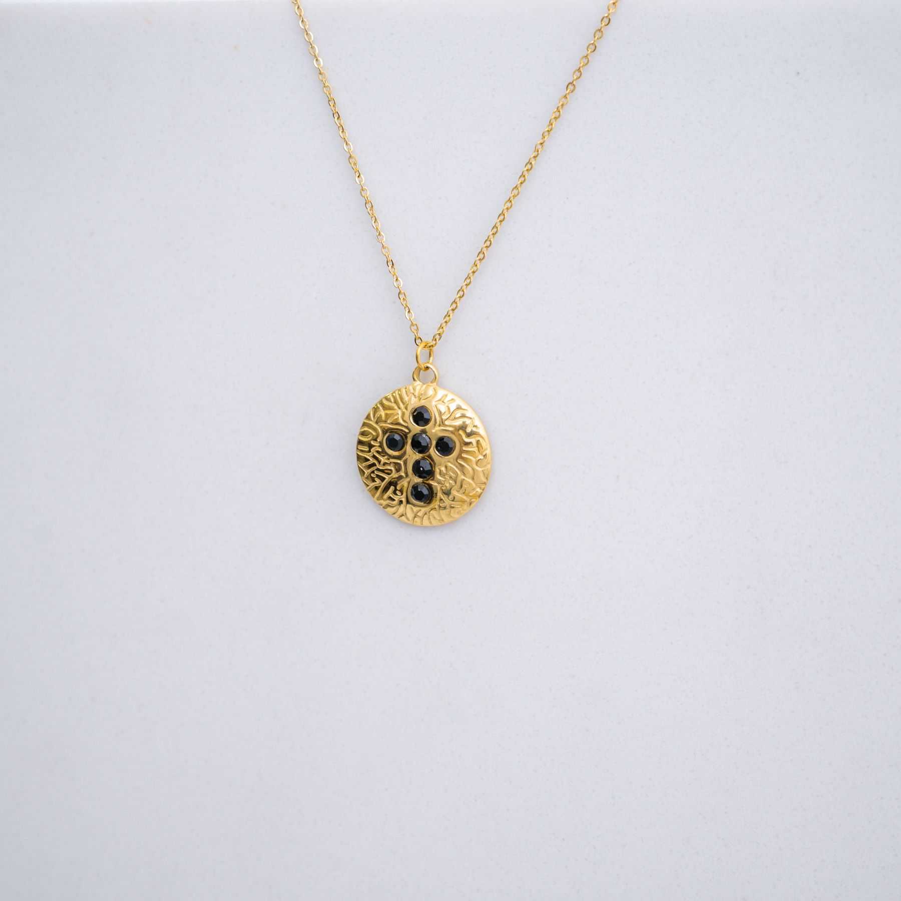 CROSS NECKLACE - GOLD & BLACK