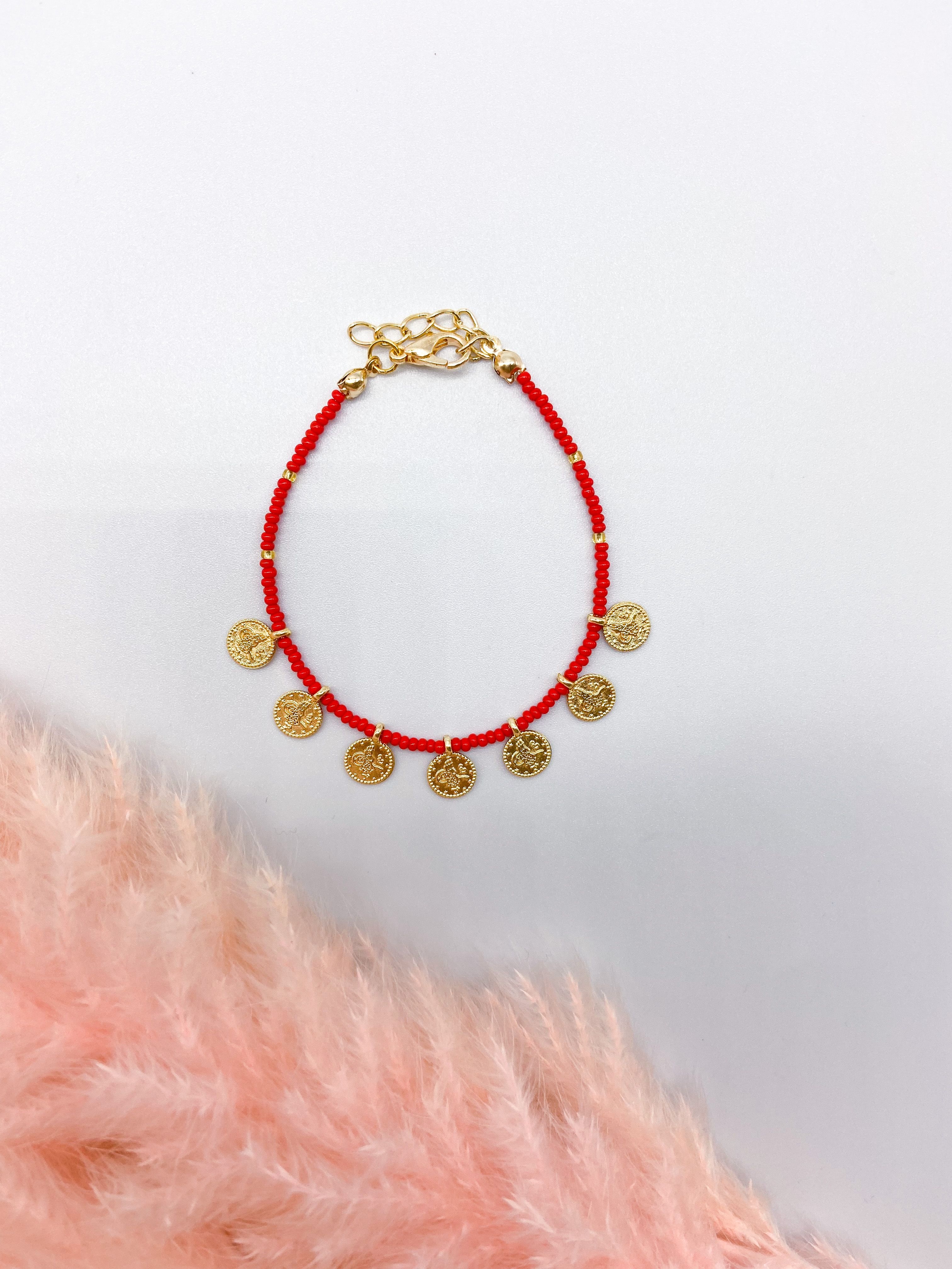DELHI BRACELET - GOLD & RED ' - ' ΧΕΡΙΟΥ