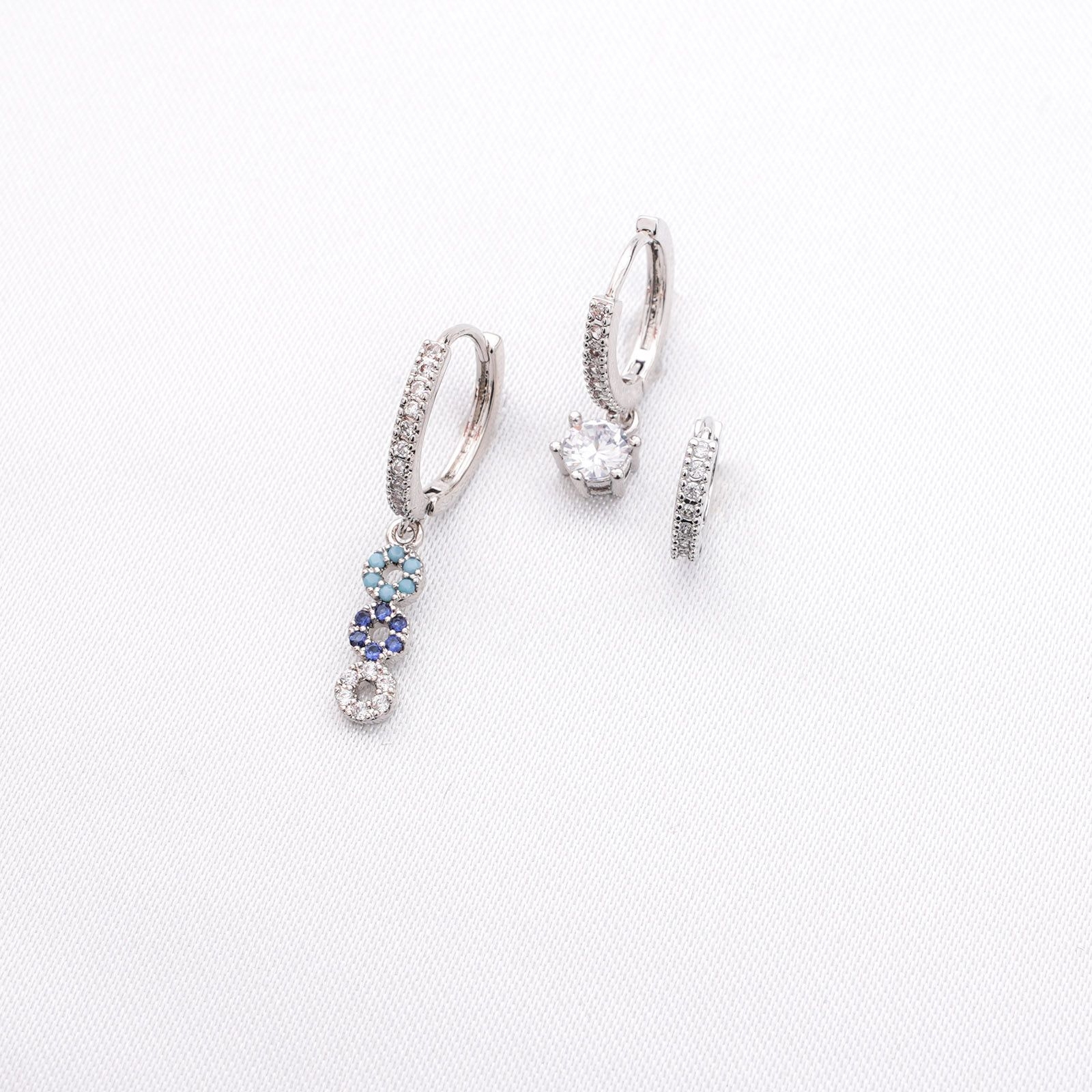 IONIAN SEA TRIPLE EARRING SET - SILVER ' - ' ΣΕΤ ΤΡΙΑΔΕΣ