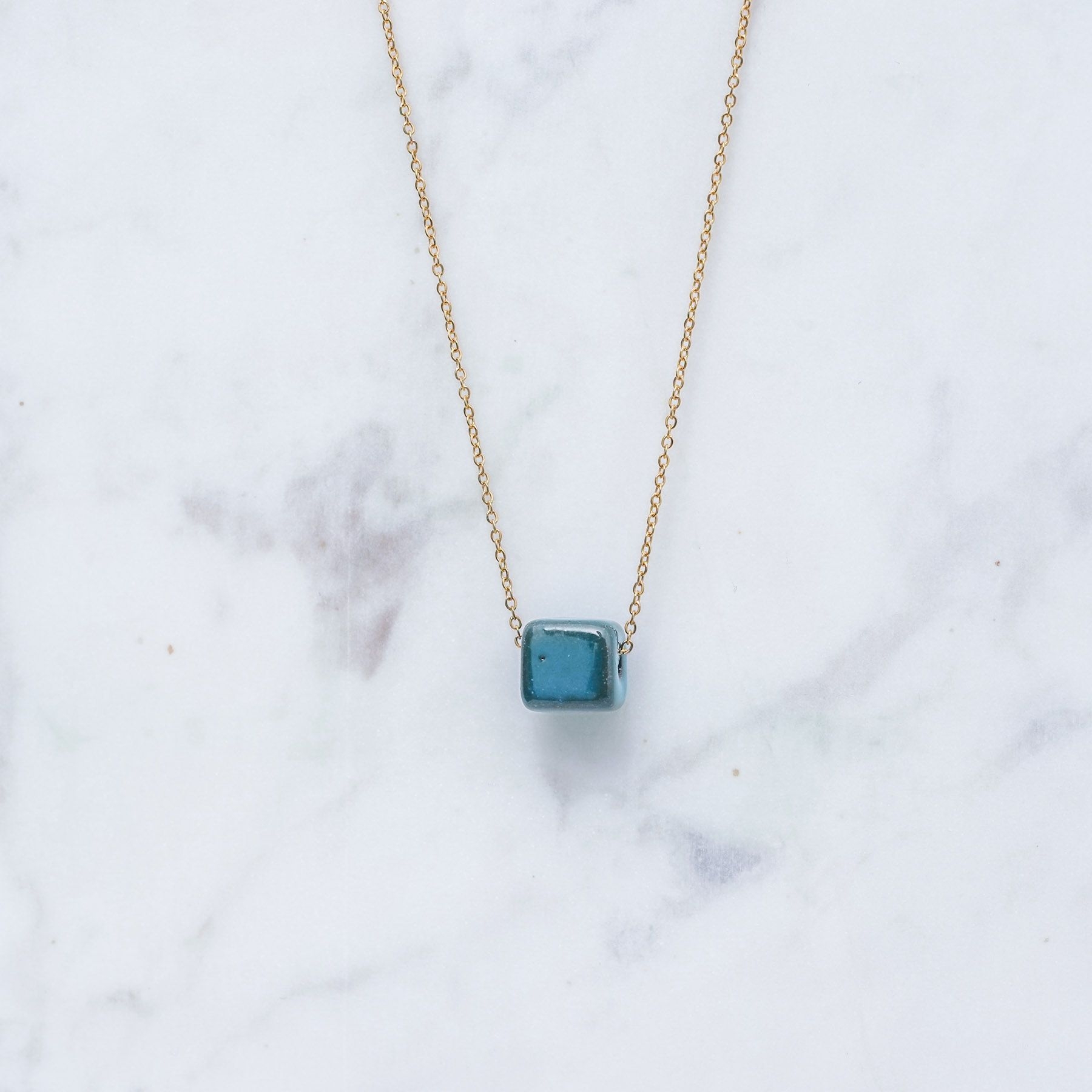 KIVOS NECKLACE MINI - GOLD & DEEP BLUE ' - ' ΚΥΒΟΙ