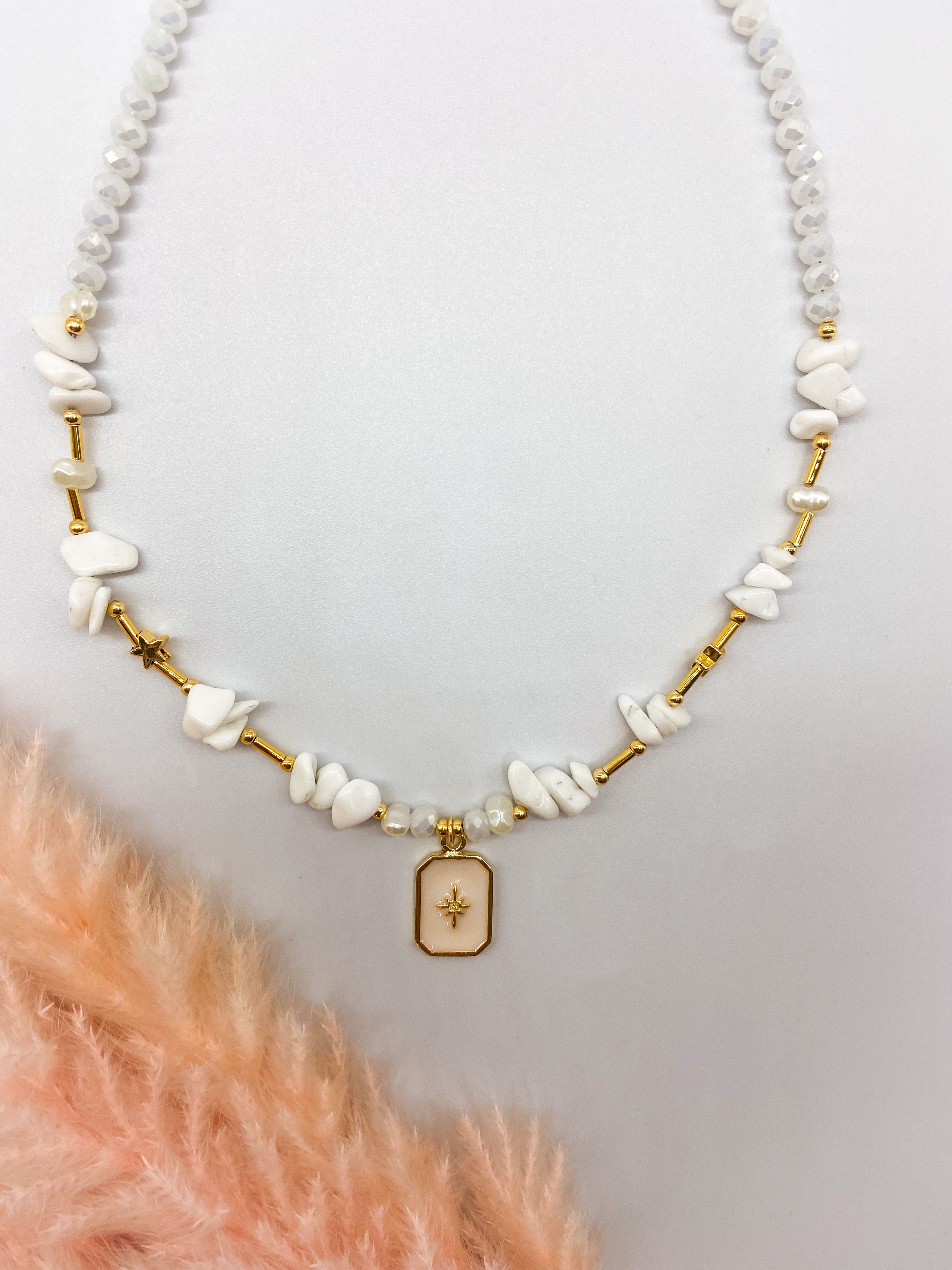 SANTORINI NECKLACE - WHITE ' - ' ΜΕ ΧΑΝΤΡΕΣ