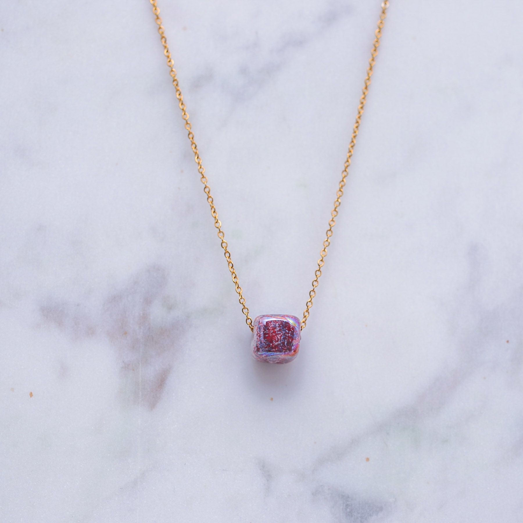 KIVOS NECKLACE MINI - GOLD & PURPLE ' - ' ΚΥΒΟΙ