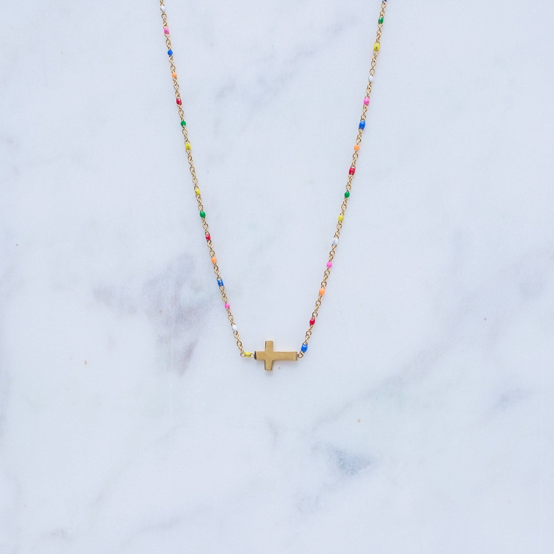MELINA NECKLACE - COLOURFUL GOLD ' - ' ΣΤΑΥΡΟΙ
