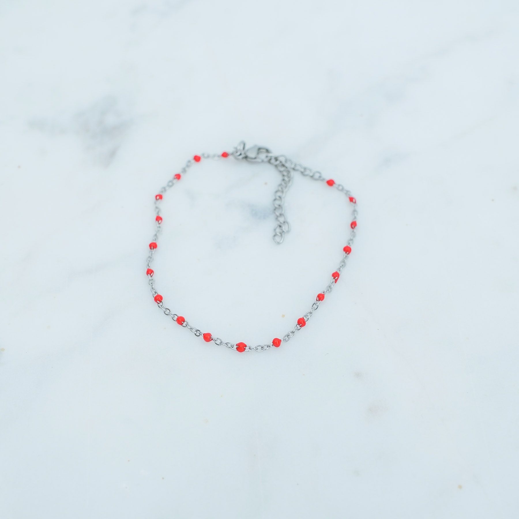 ROSE ANKLET - SILVER & RED ' - ' ΠΟΔΙΟΥ