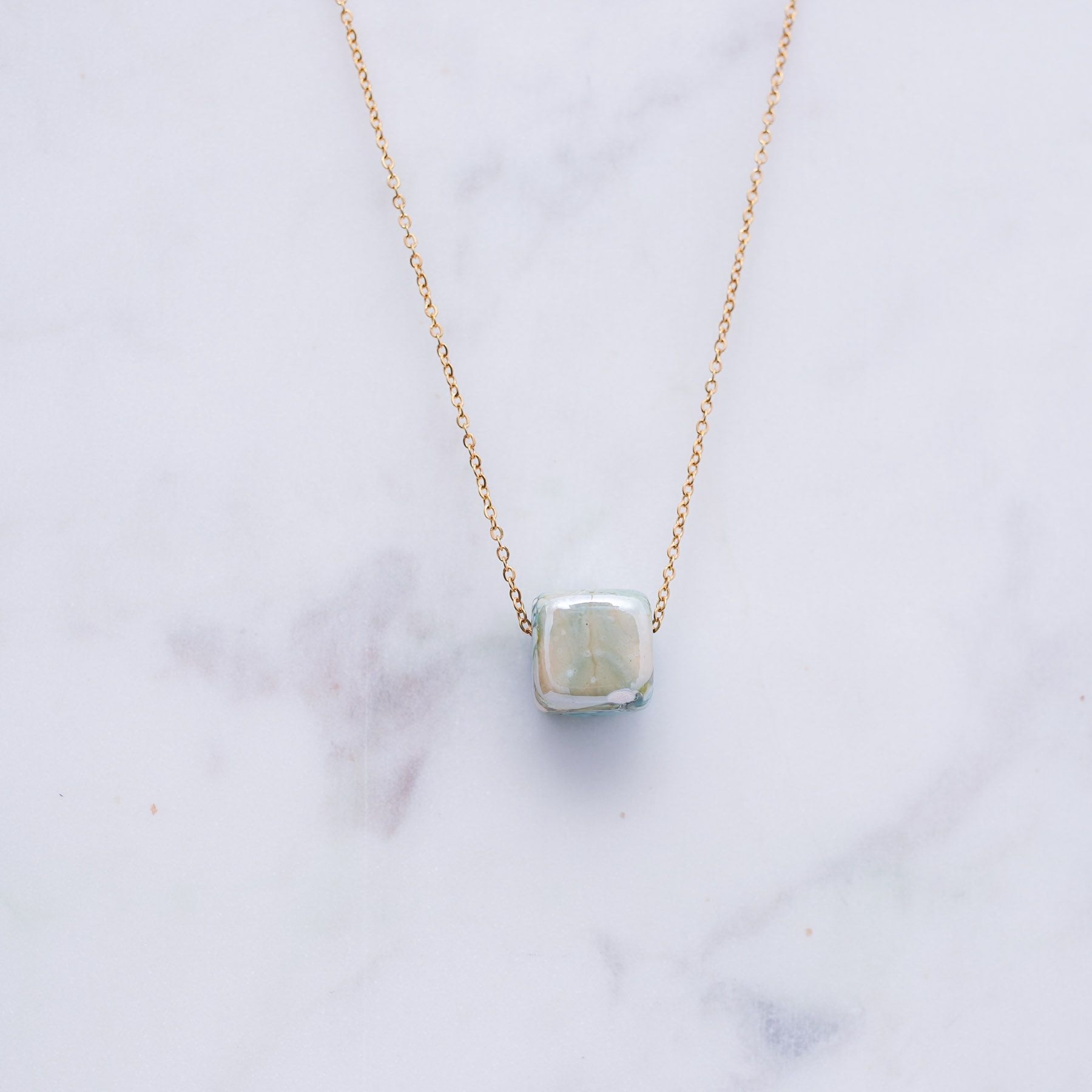 KIVOS NECKLACE - GOLD & MINT ' - ' ΚΥΒΟΙ