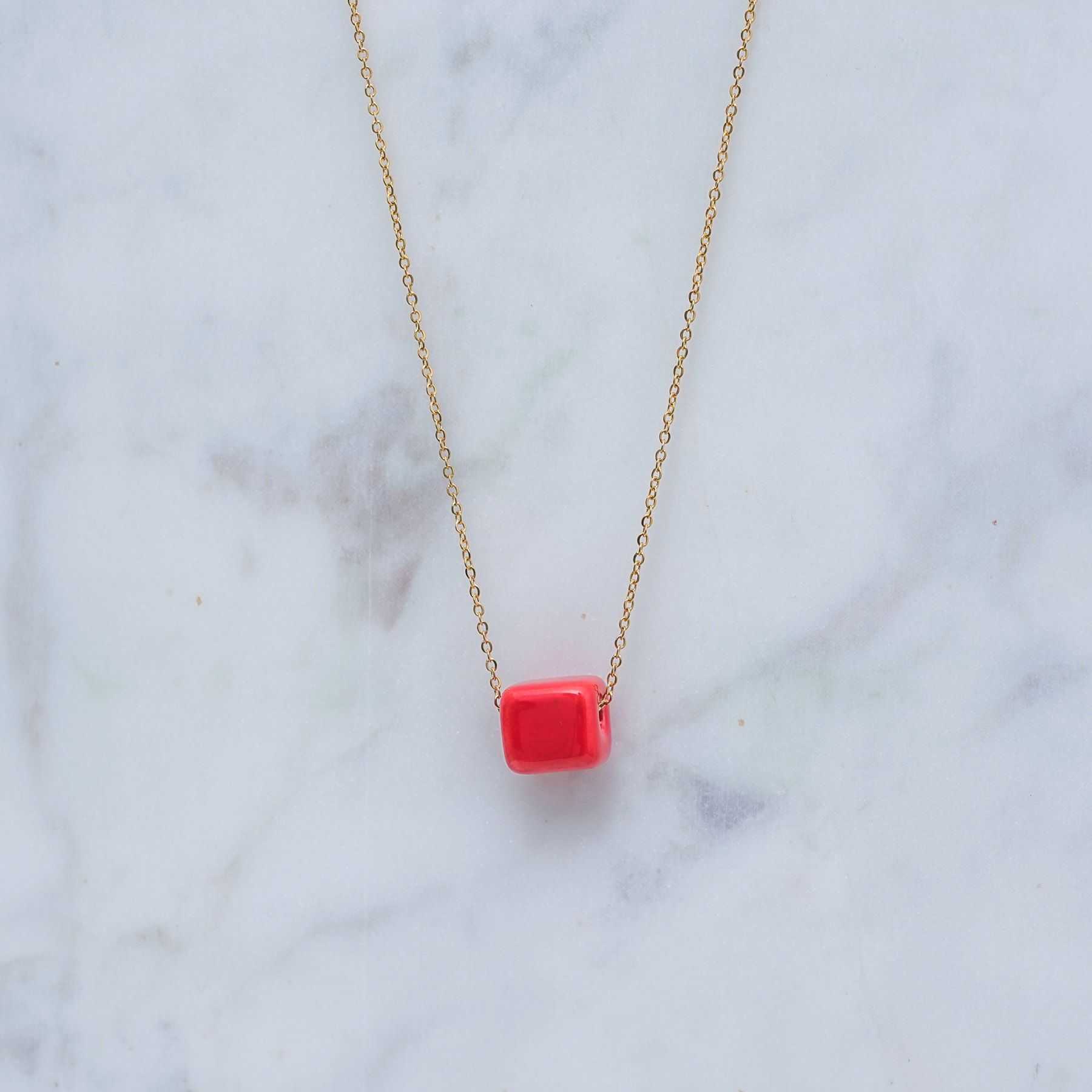 KIVOS NECKLACE MINI - GOLD & RED