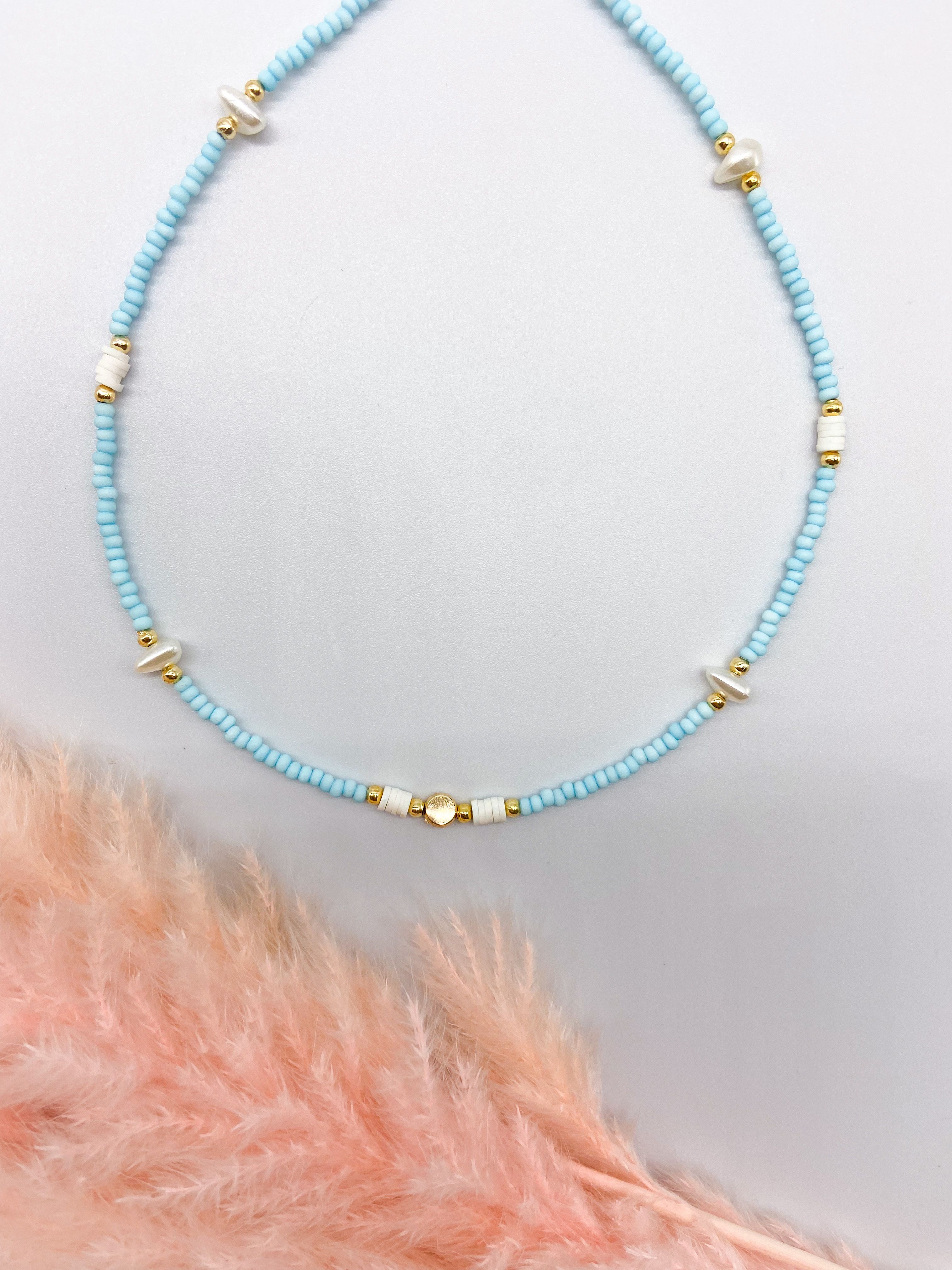 SUNSHINE NECKLACE - LIGHT BLUE ' - ' ΜΕ ΧΑΝΤΡΕΣ