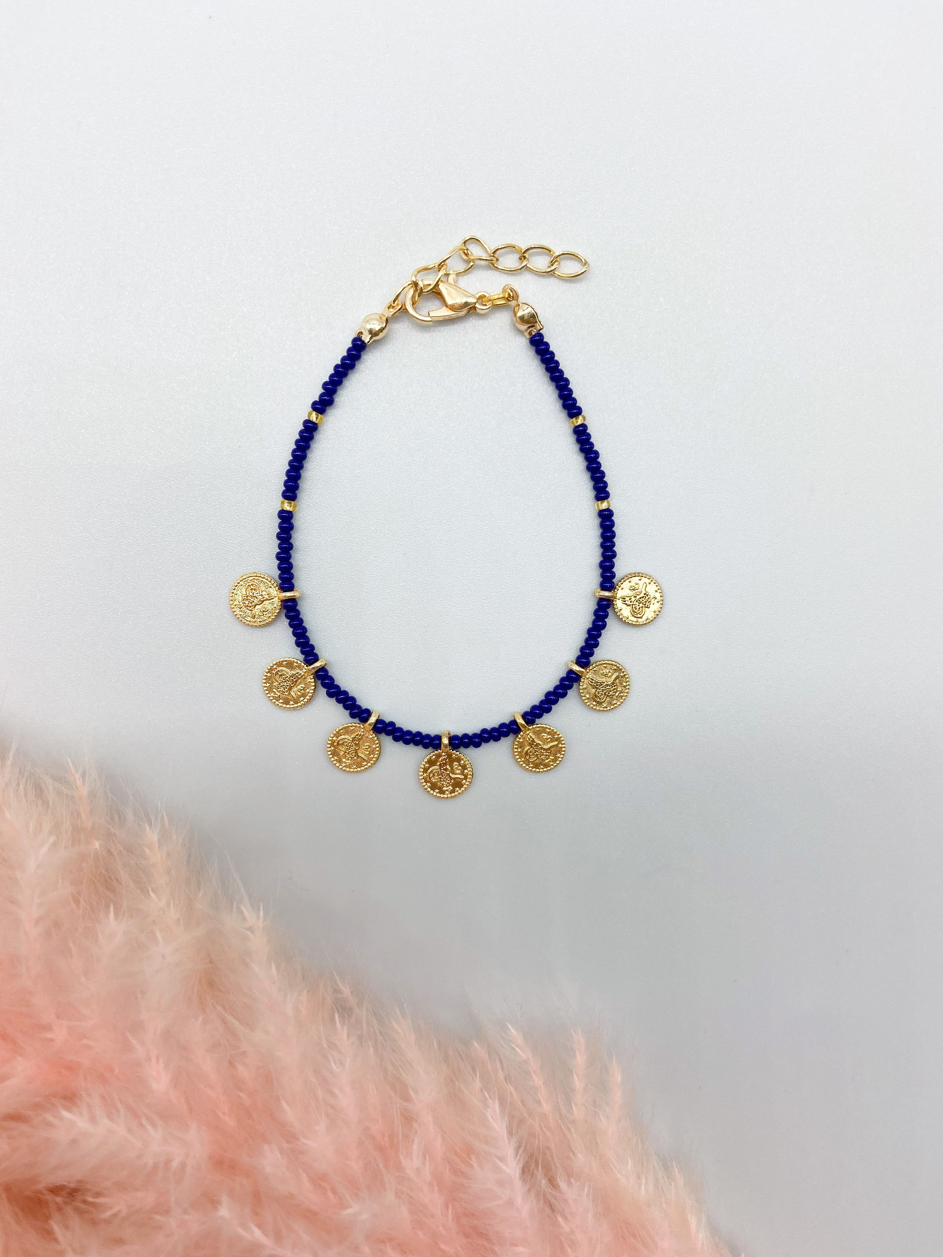 DELHI BRACELET - GOLD & BLUE ' - ' ΧΕΡΙΟΥ