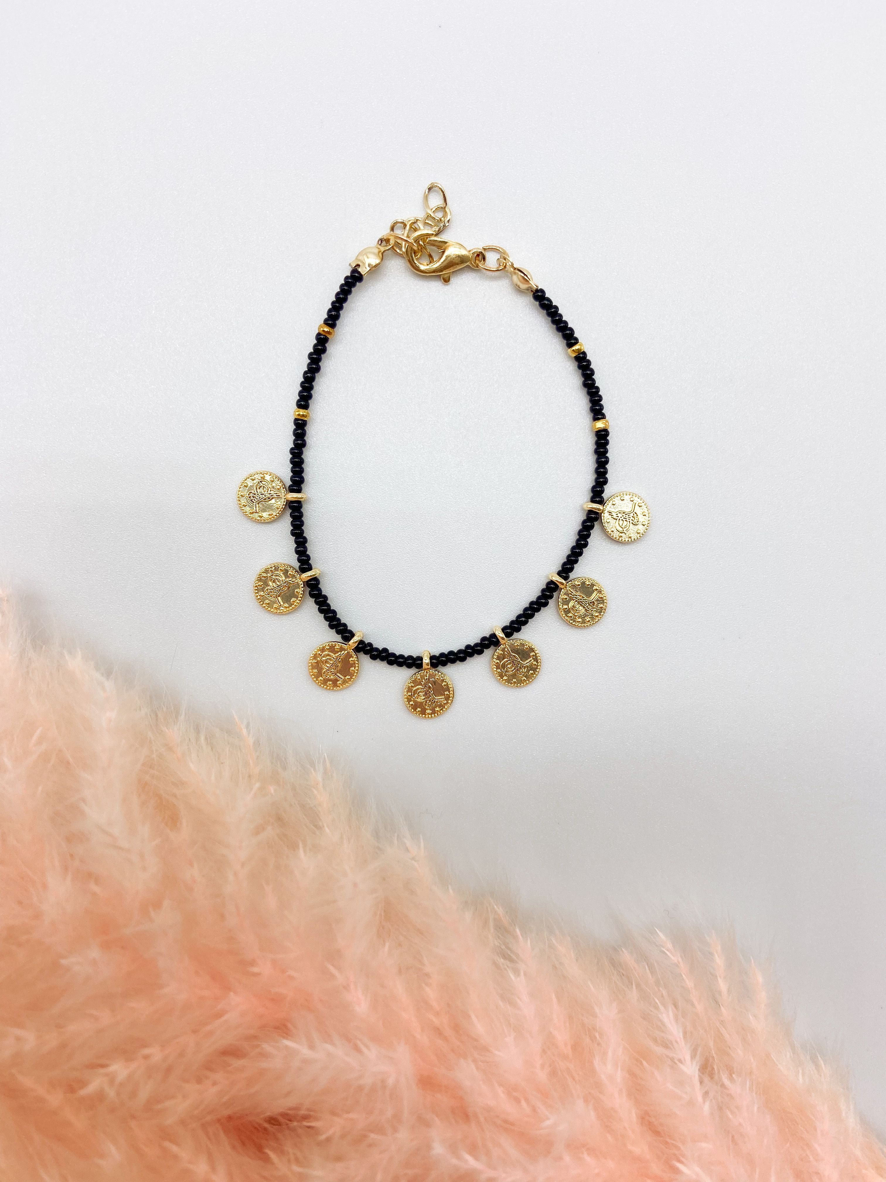 DELHI BRACELET - GOLD & BLACK ' - ' ΧΕΡΙΟΥ