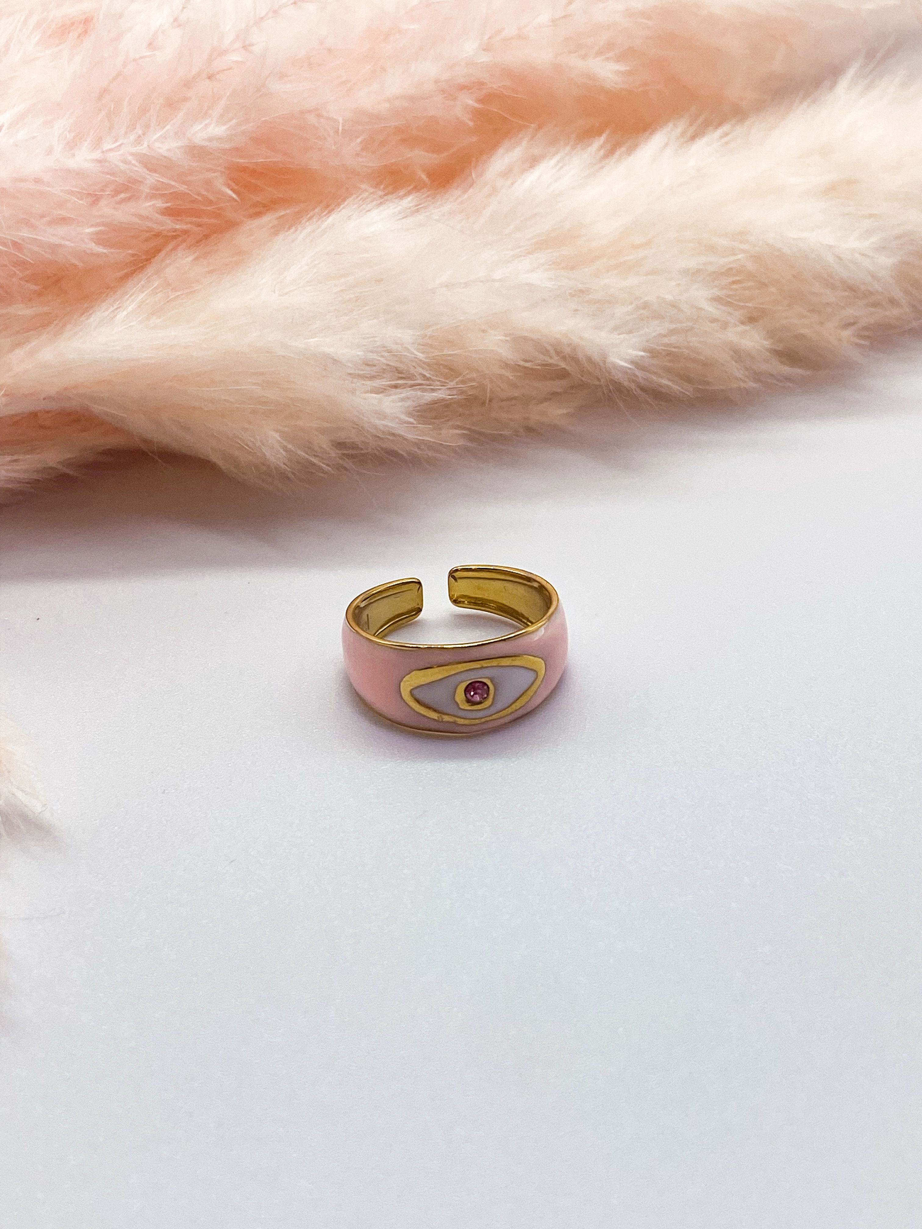 ATHELIA RING - GOLD & PINK ' - ' ΔΑΧΤΥΛΙΔΙΑ