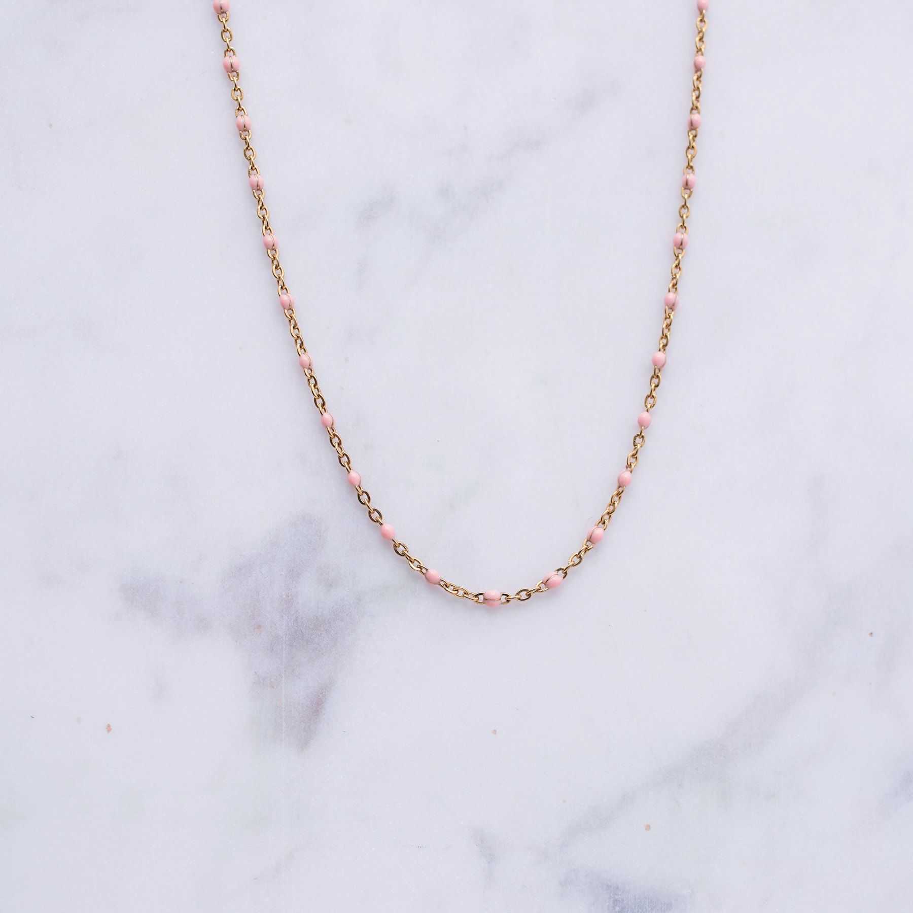 ROSE NECKLACE - GOLD & LIGHT PINK