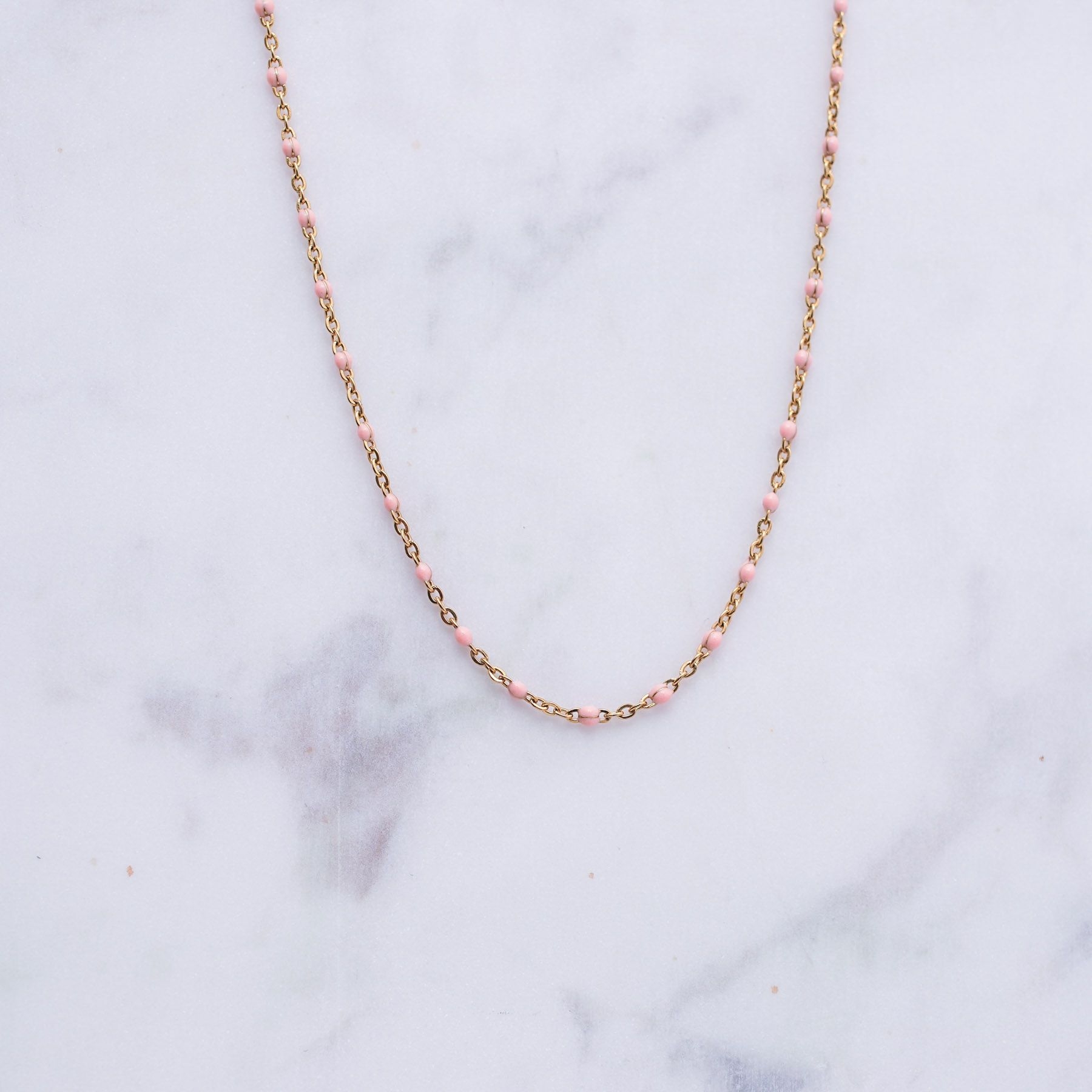 ROSE NECKLACE - GOLD & LIGHT PINK ' - ' ΡΟΖΑΡΙΑ