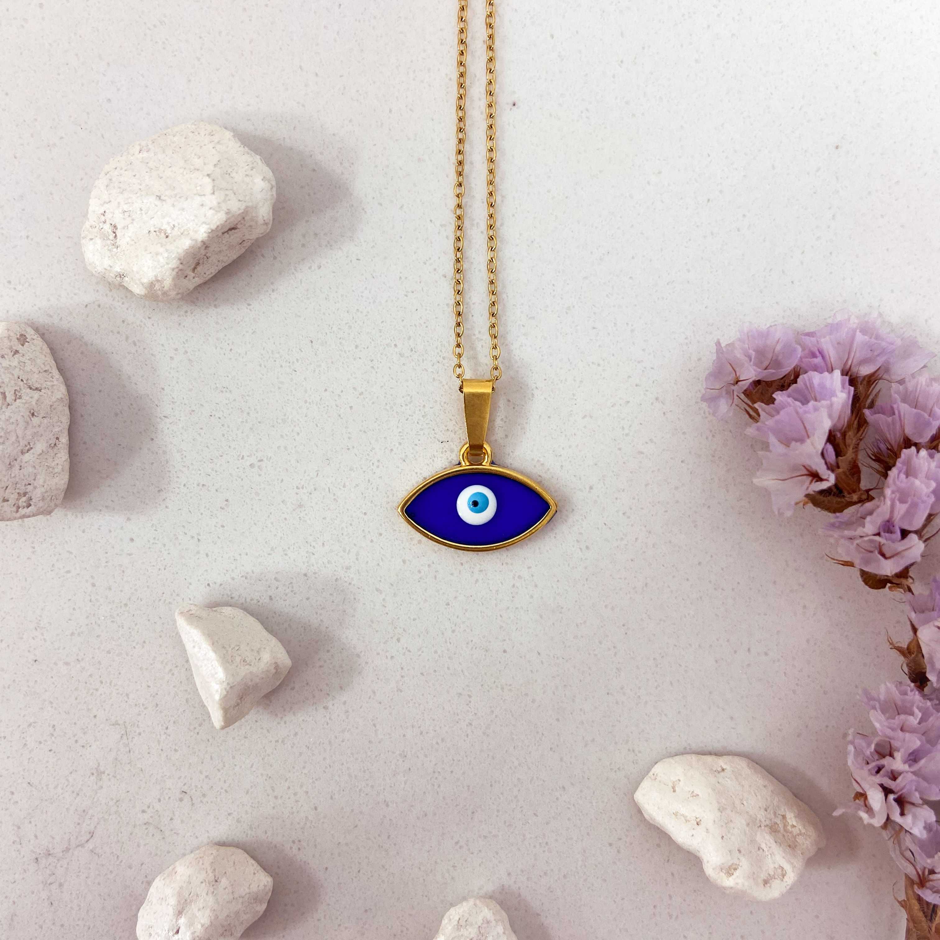 EYESHADE NECKLACE - GOLD & BLUE