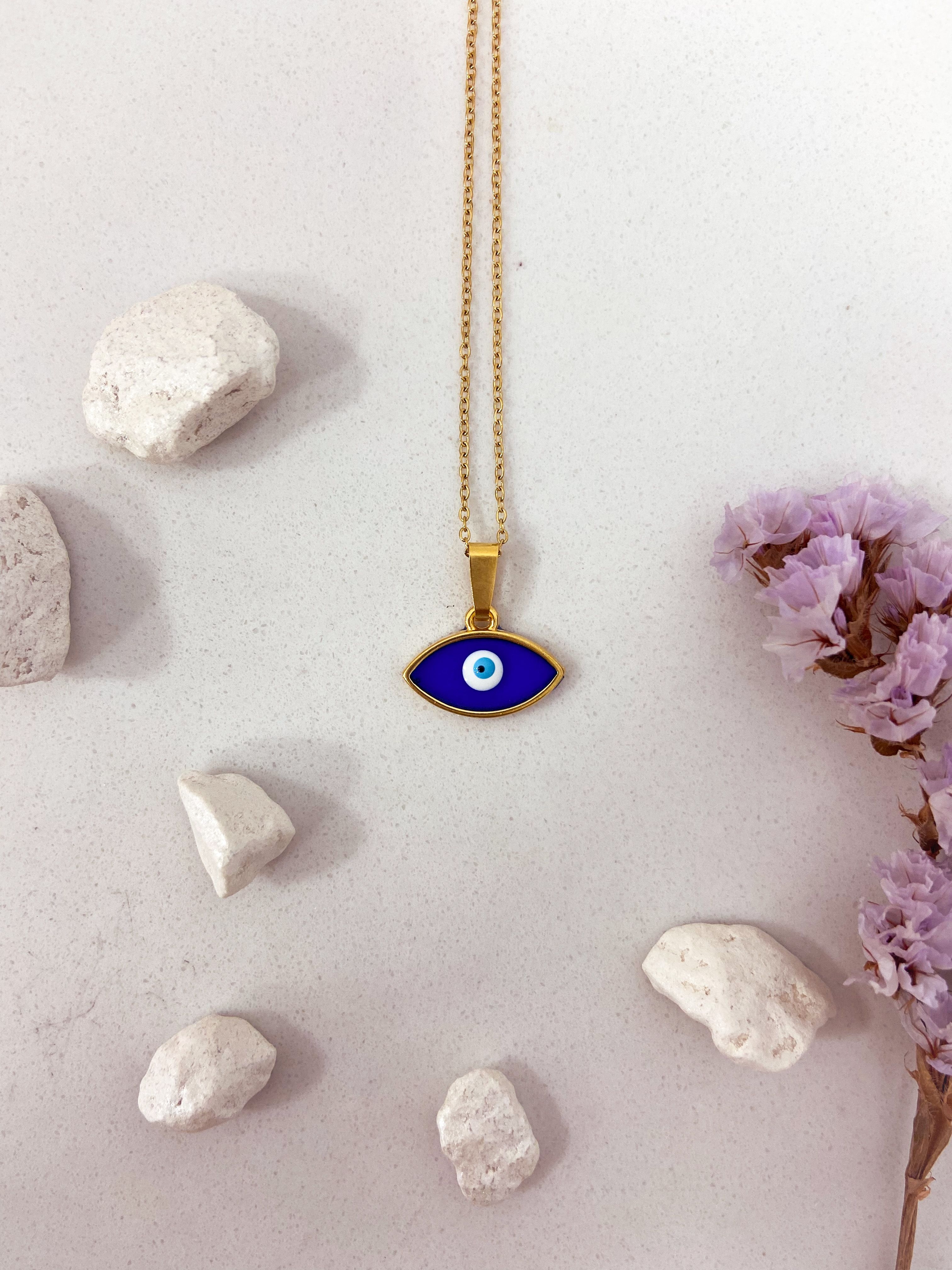 EYESHADE NECKLACE - GOLD & BLUE ' - ' ΜΕΝΤΑΓΙΟΝ